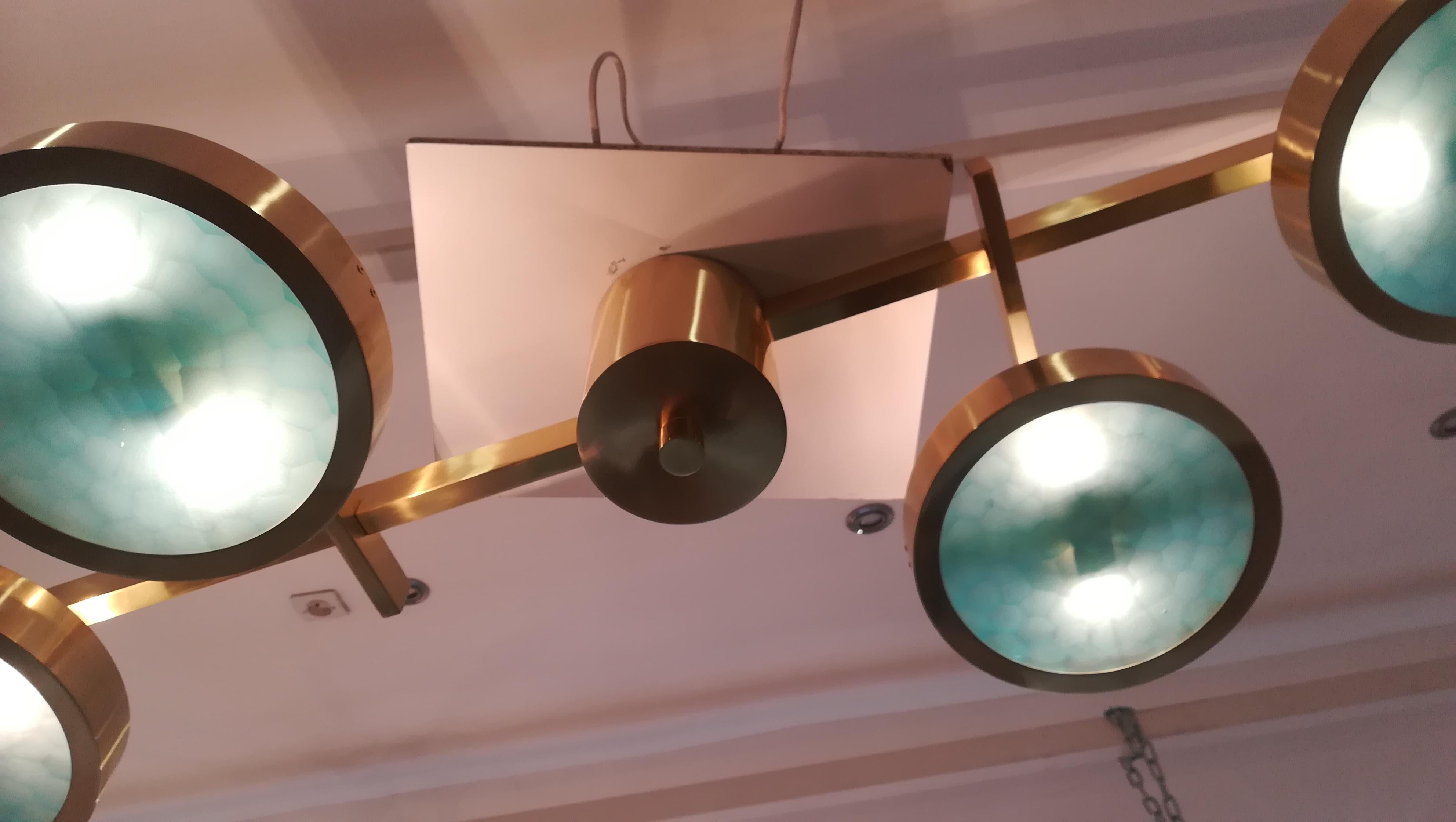 Brass and Murano Glass Ceiling Light In Excellent Condition For Sale In Saint-Ouen, FR