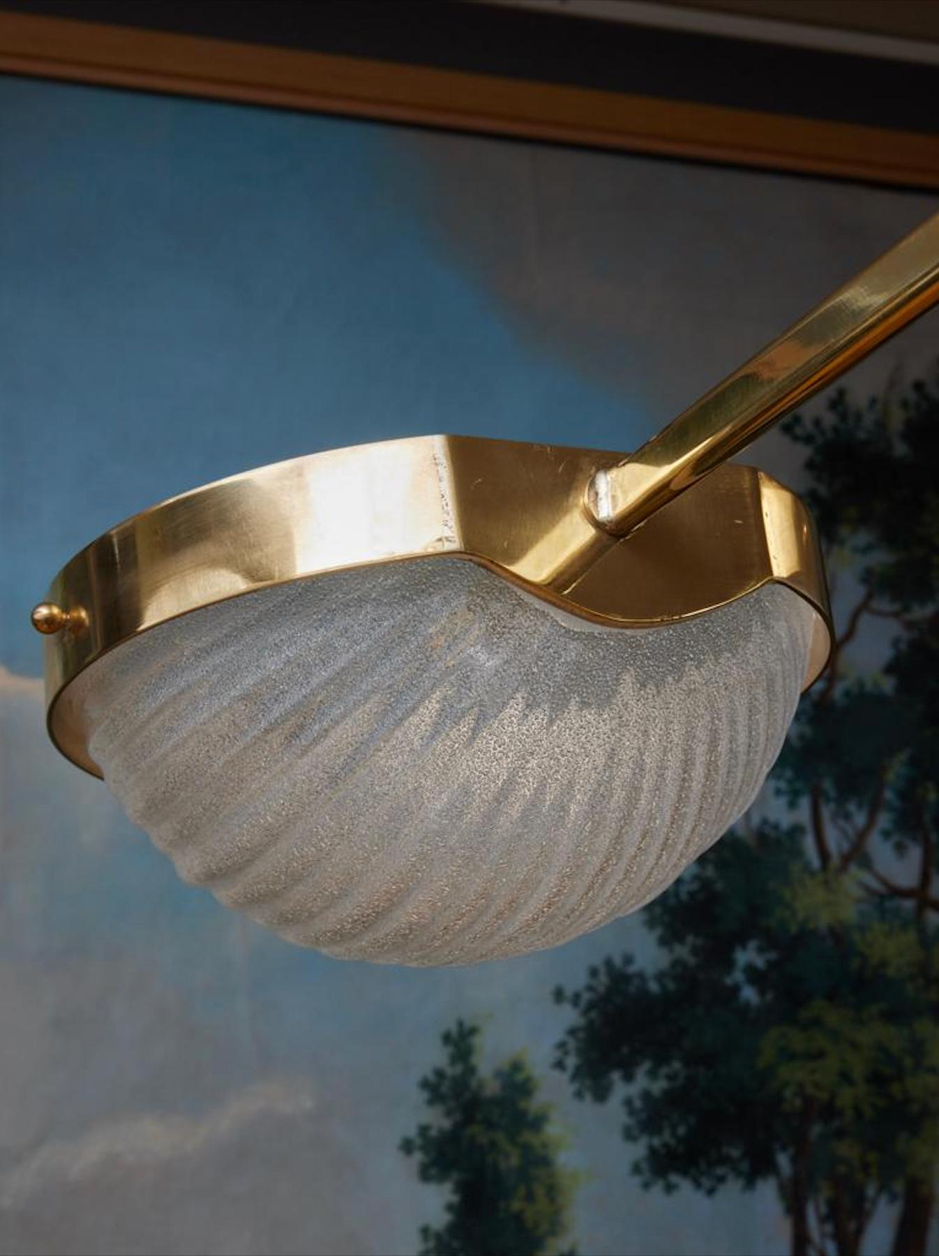 Mid-Century Modern Brass and Murano glass chandelier by Studio Glustin For Sale