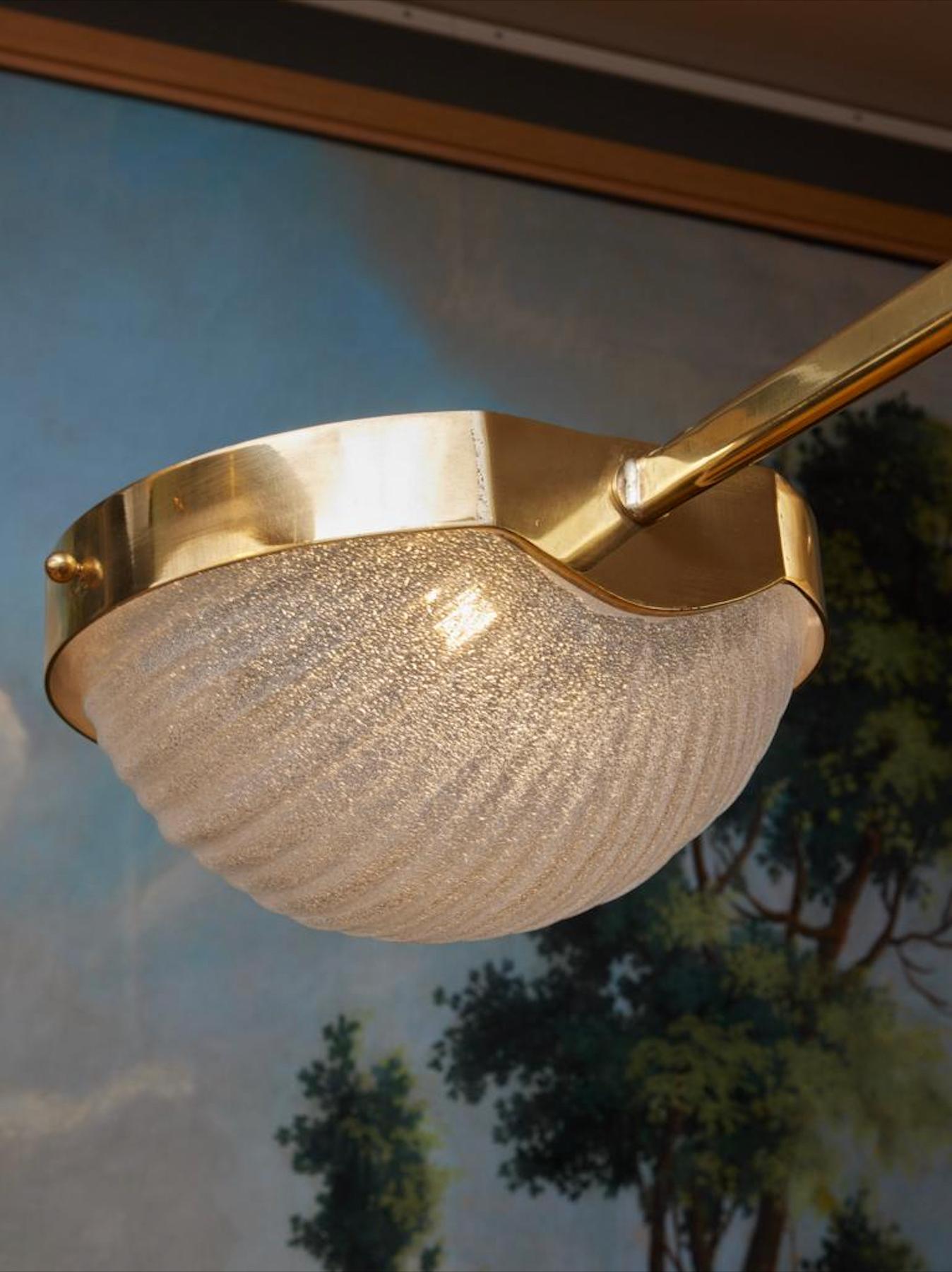 Italian Brass and Murano glass chandelier by Studio Glustin For Sale