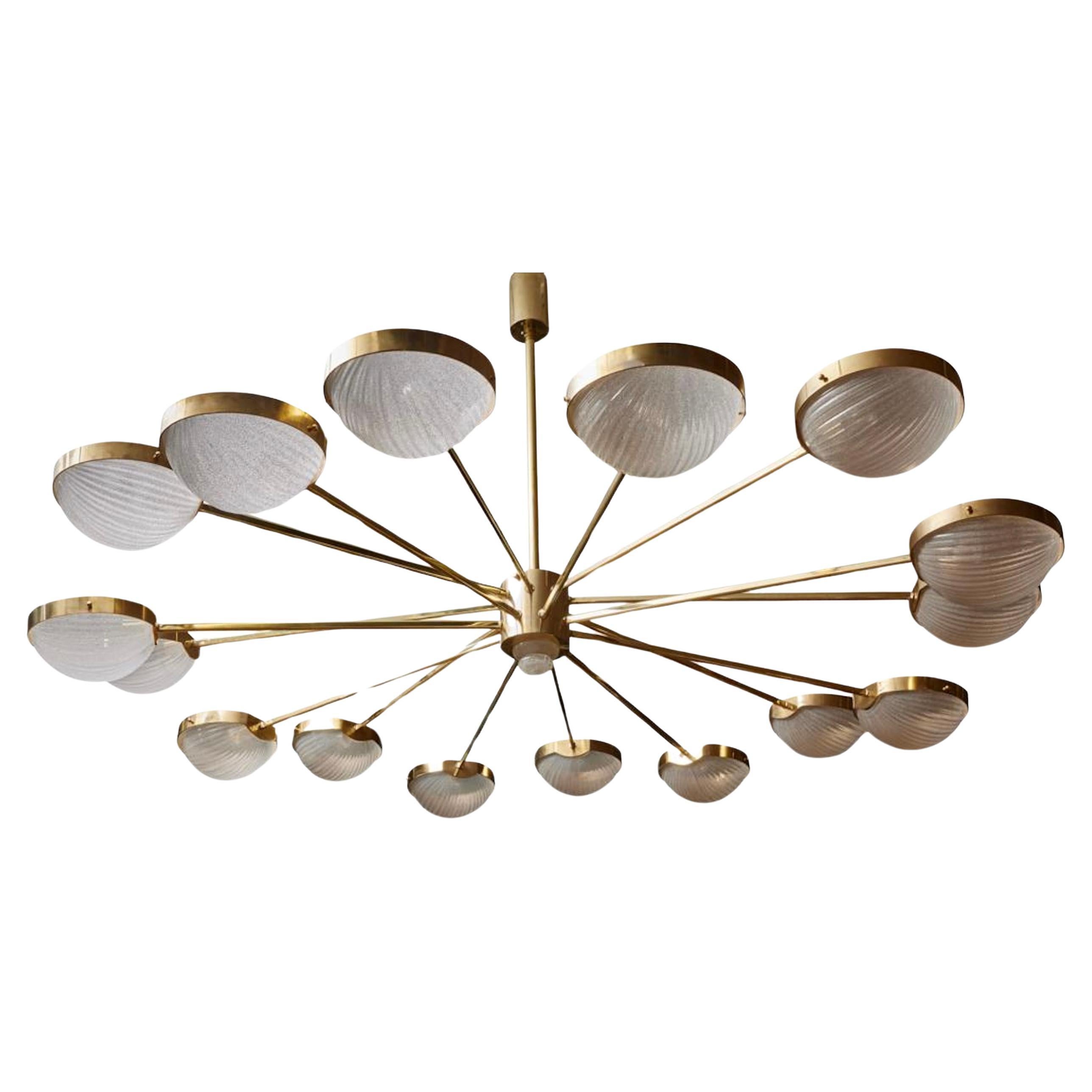 Brass and Murano glass chandelier by Studio Glustin For Sale