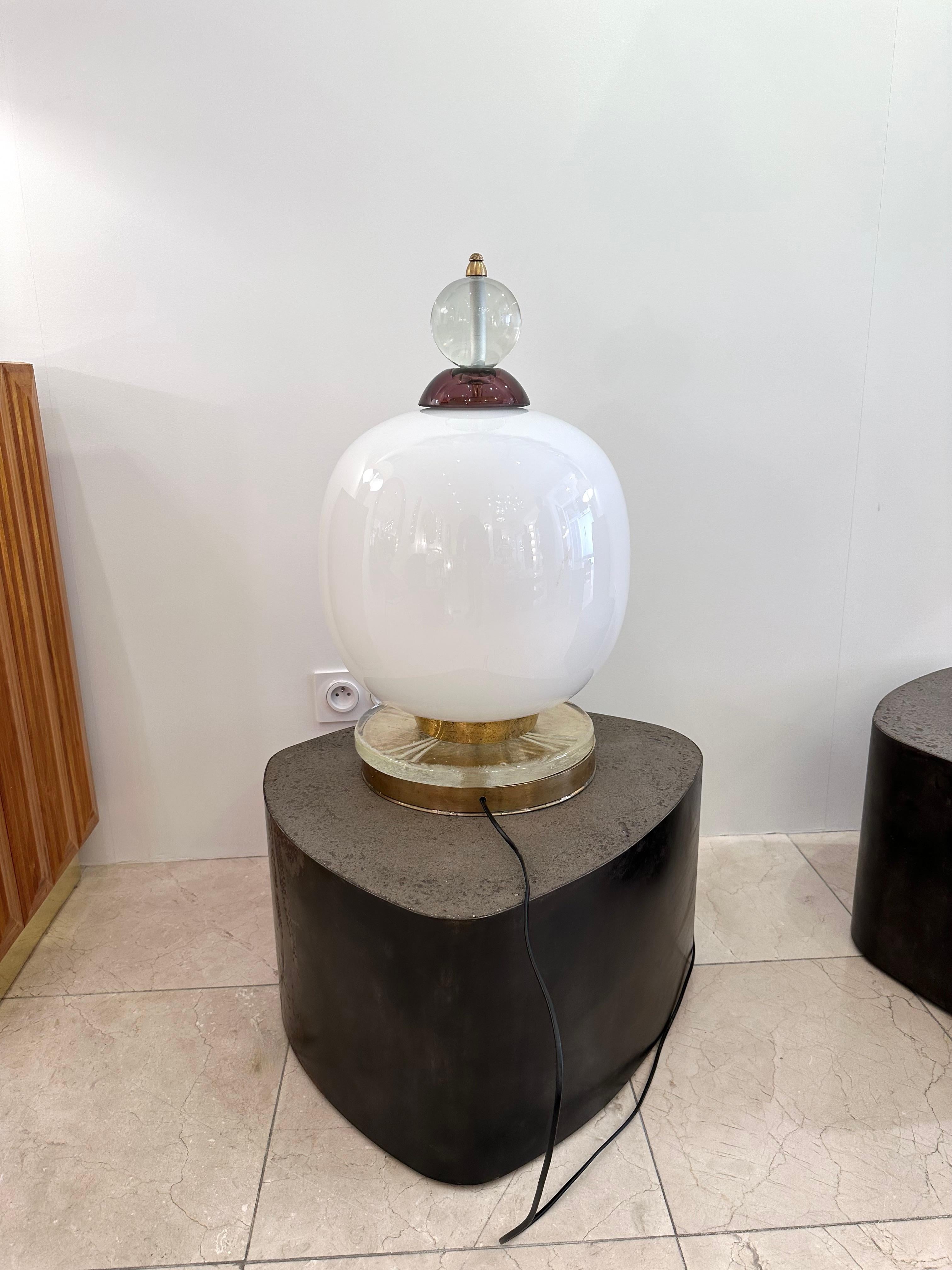Brass and Murano Glass Lamp, Italy, 1990s For Sale 1