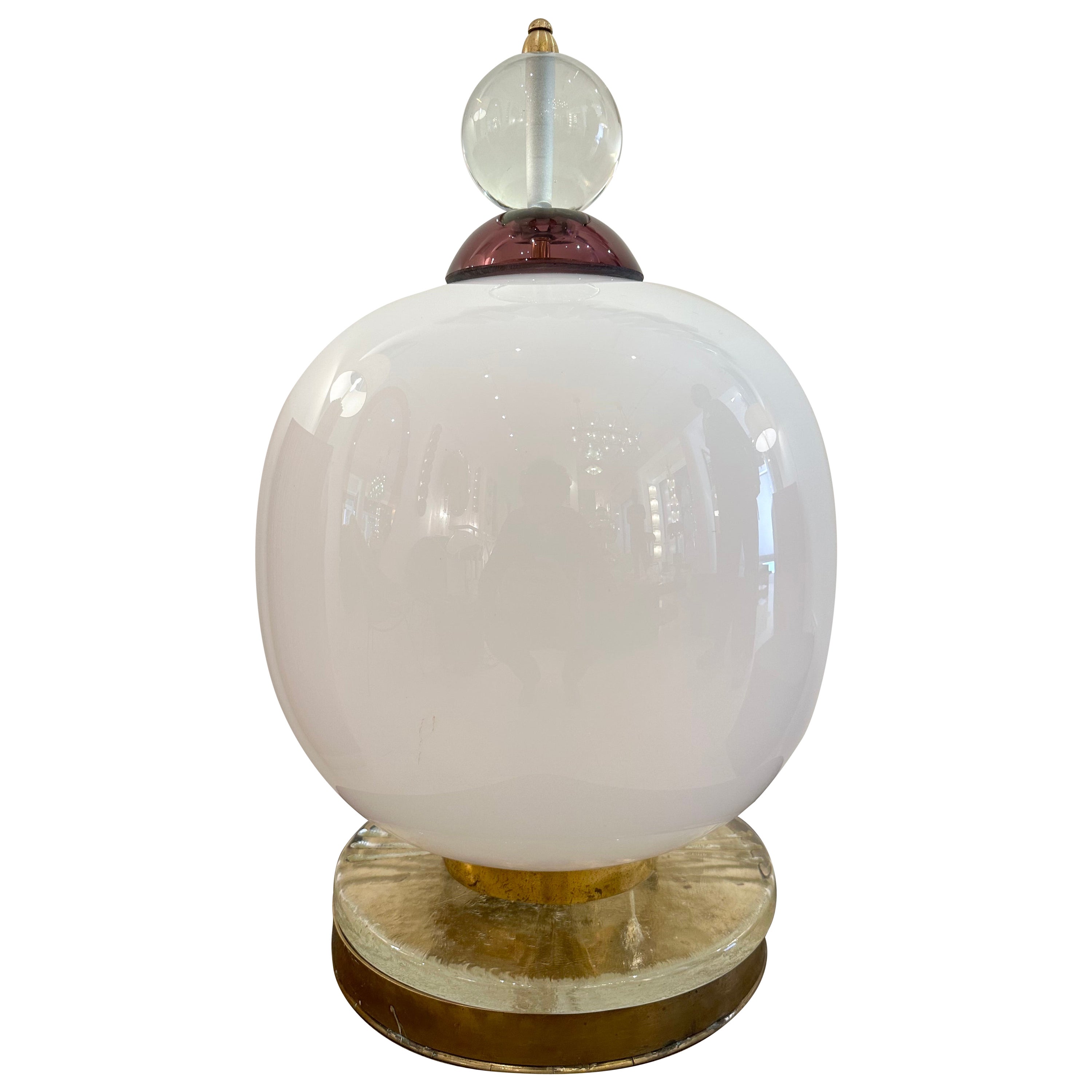 Lámpara de latón y cristal de Murano, Italia, años 90