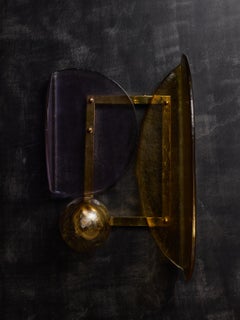 Brass and Murano Glass Large modernist Wall Sconces