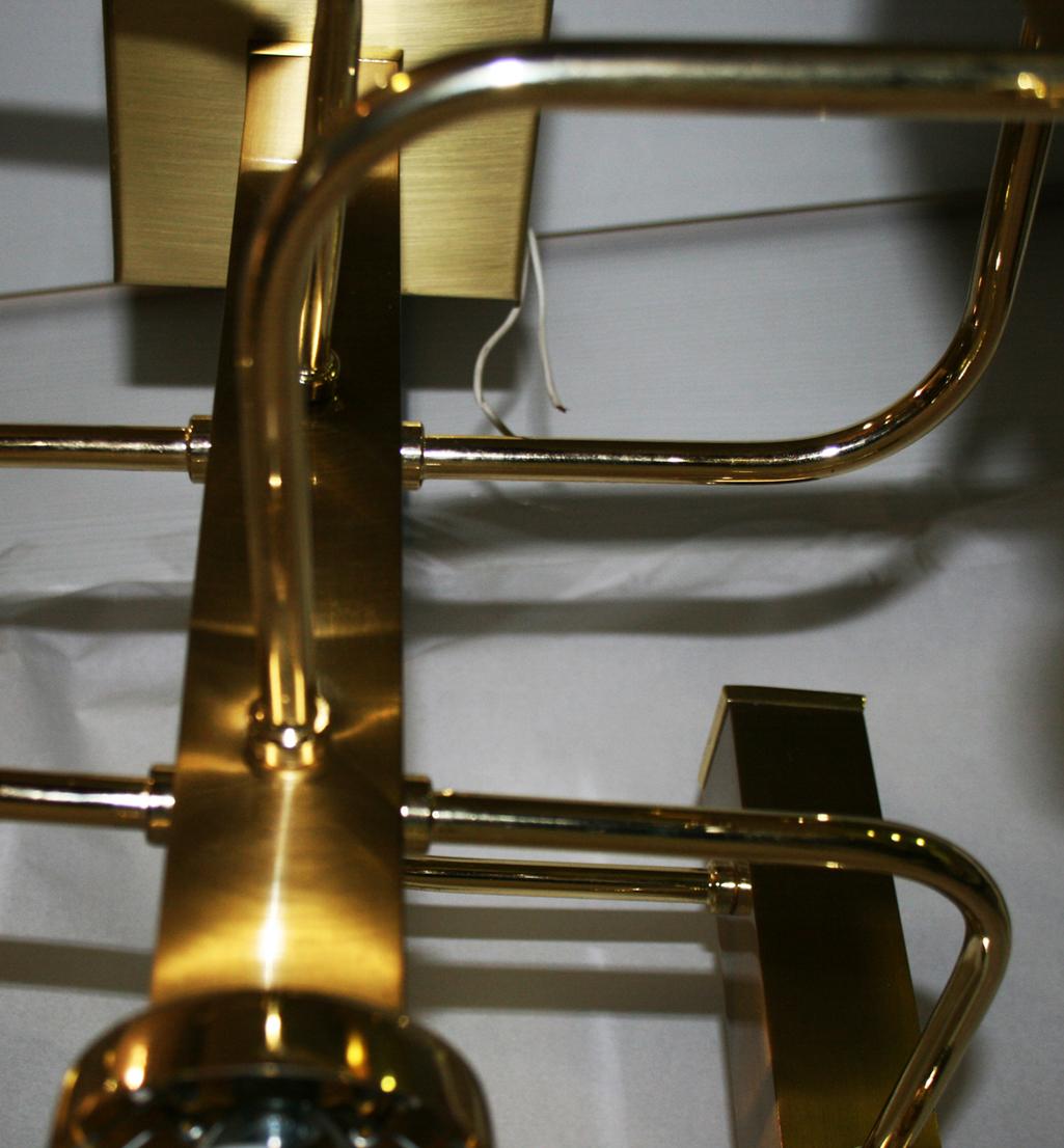 Midcentury Chandelier.Brass and Murano Glass Sciolari Style , Italy 1970s 1