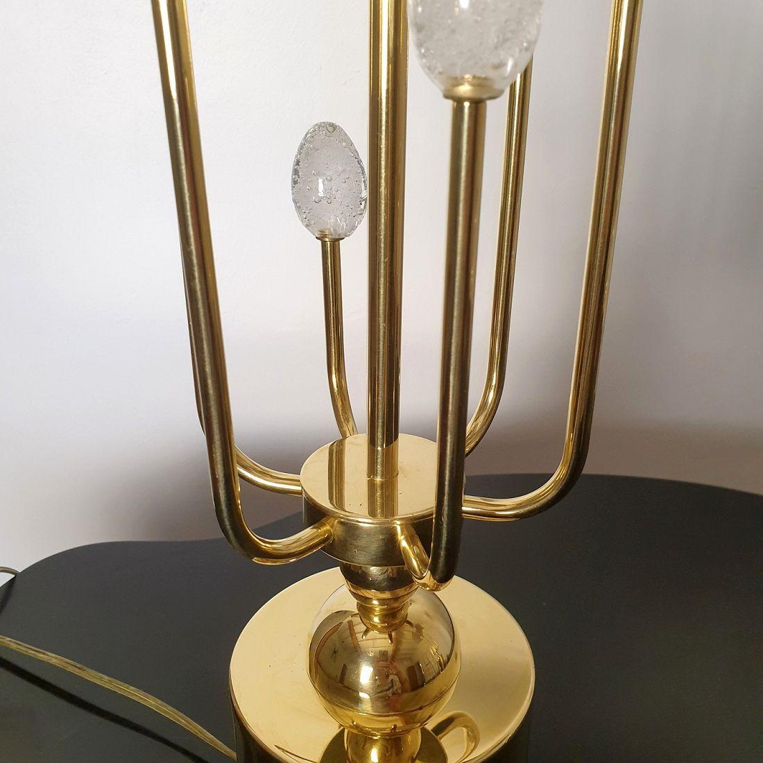 Brass and Murano glass table lamps, Italy - a pair For Sale 1