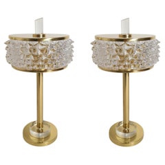 Brass and Murano glass table lamps, Italy - a pair