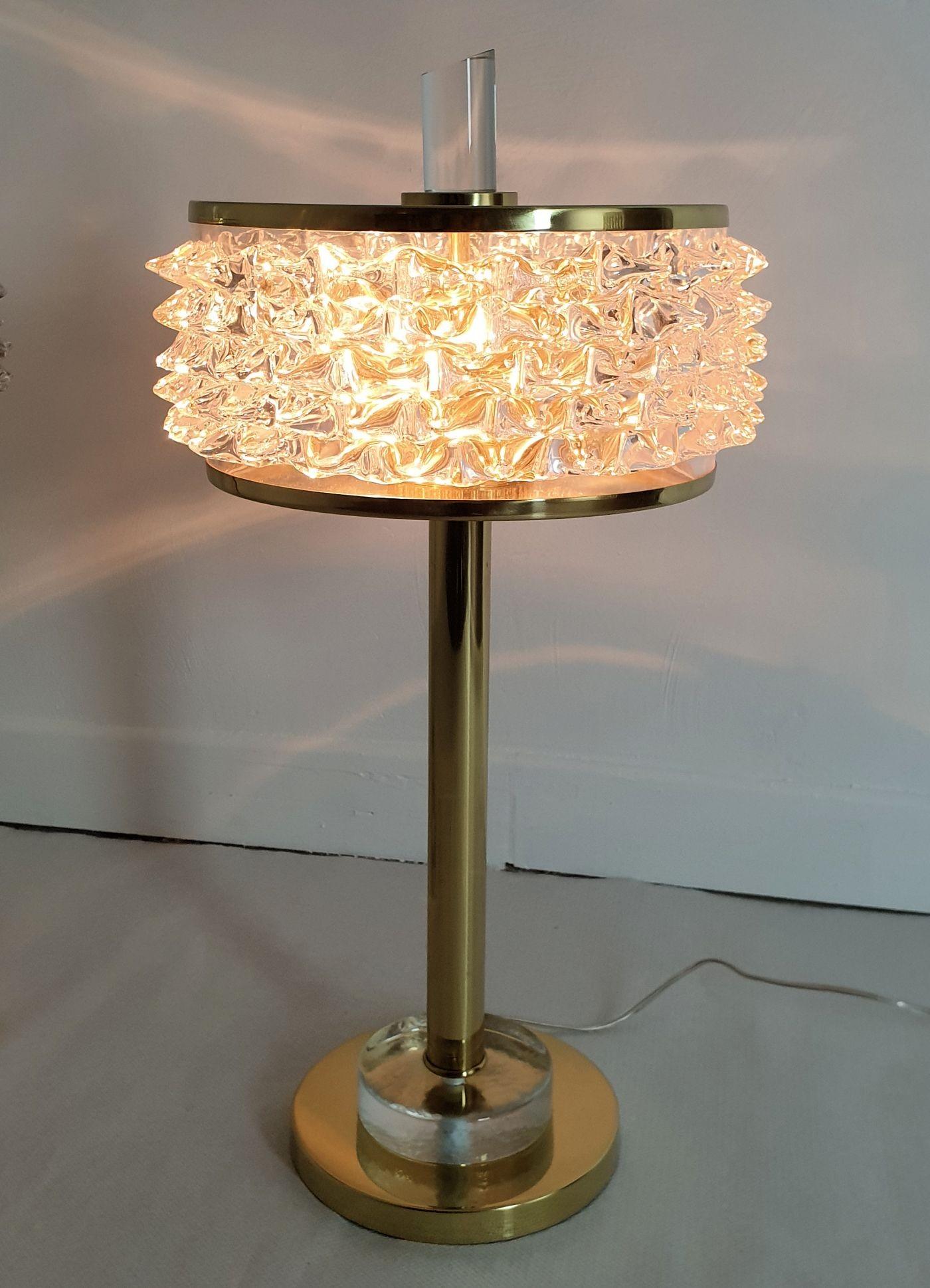 Italian Brass and Murano glass table lamps Italy - a pair For Sale