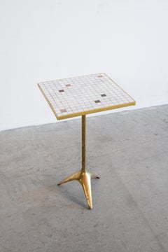Brass and Murano Glass Tile Top Table by Ben Seibel