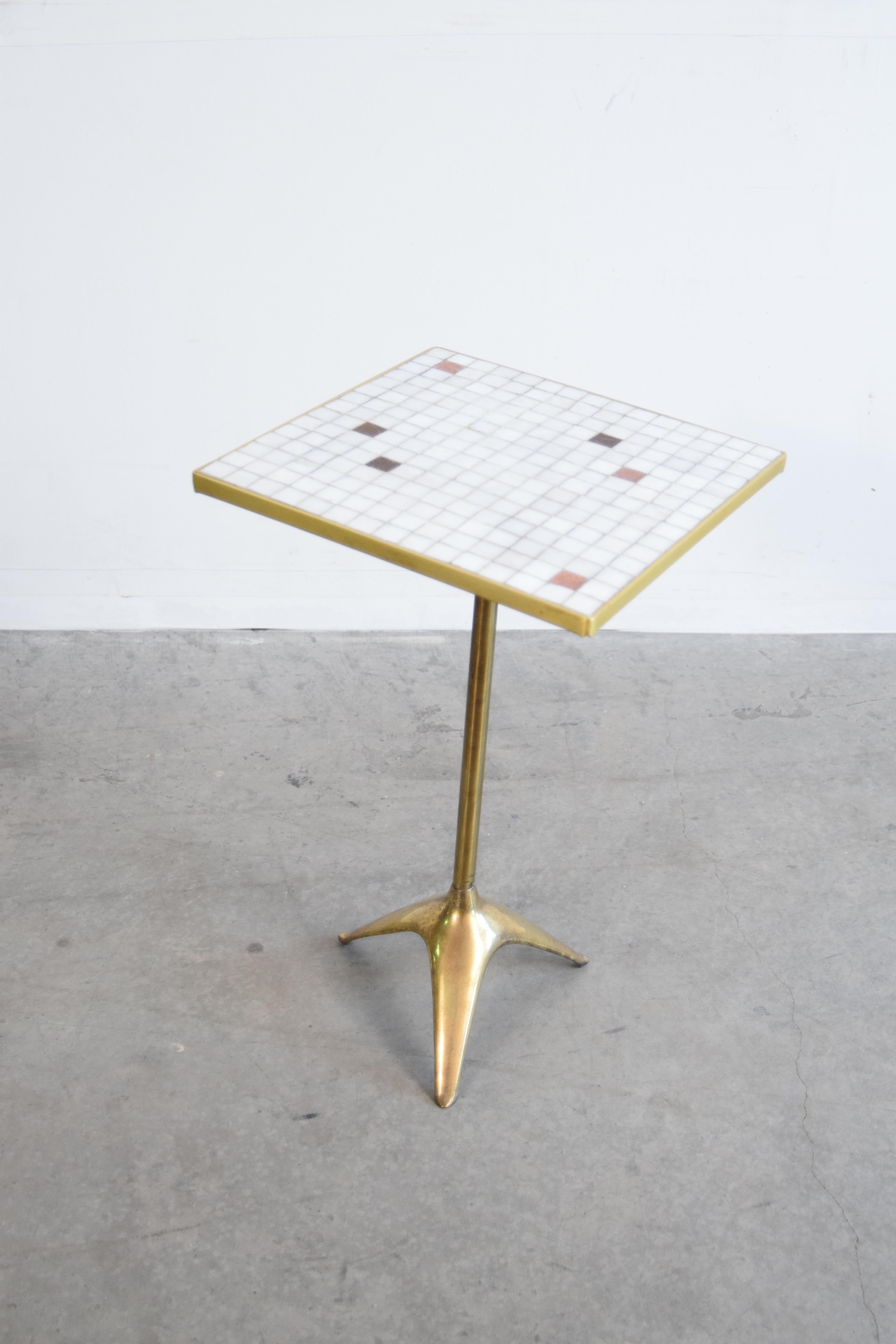Brass and Murano Glass Tile Top Table by Ben Seibel In Good Condition For Sale In Providence, RI