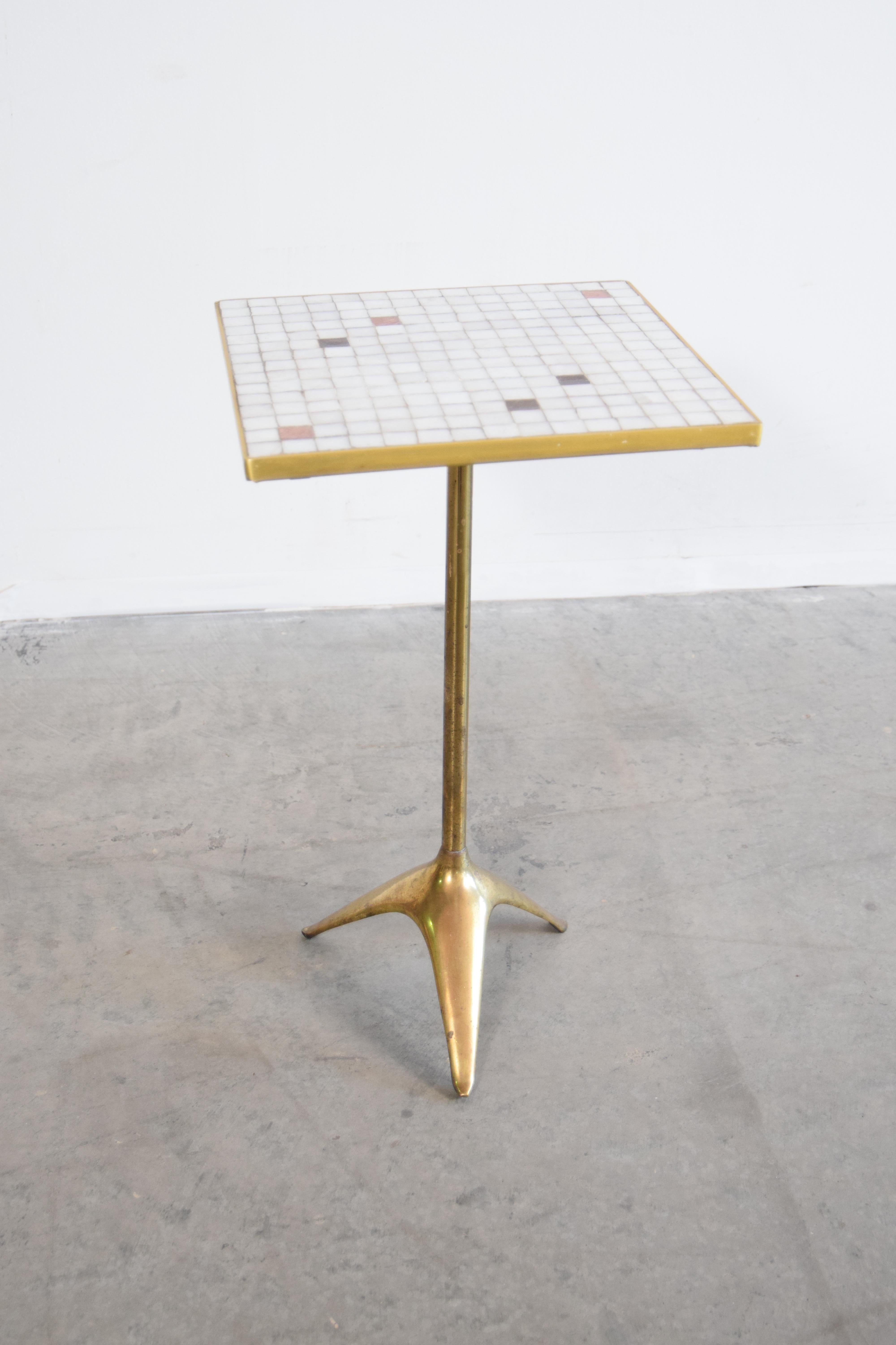 20th Century Brass and Murano Glass Tile Top Table by Ben Seibel For Sale