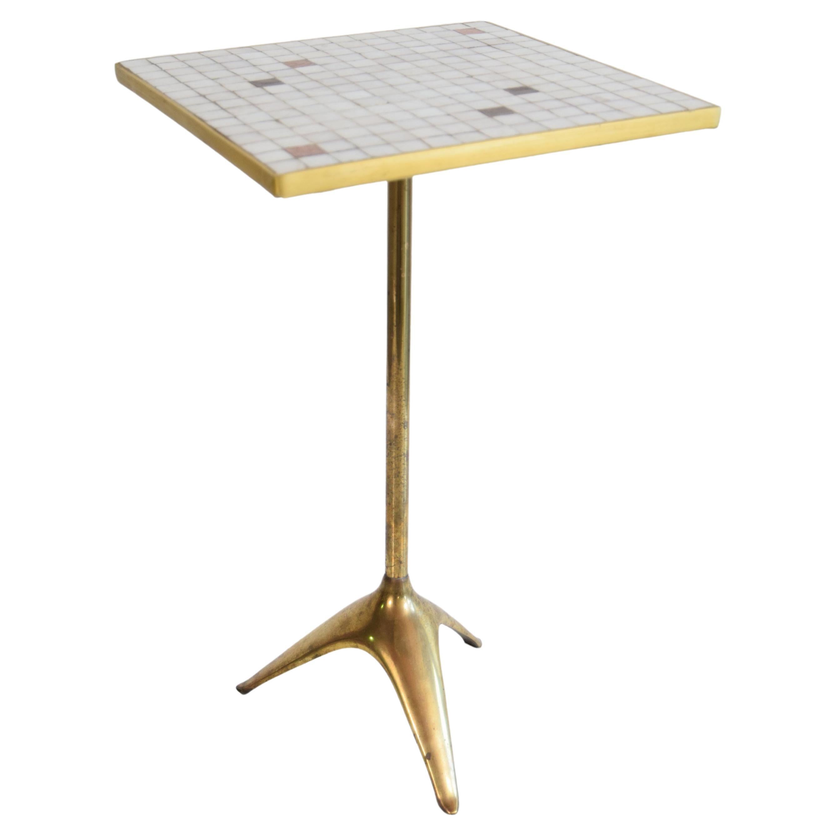 Brass and Murano Glass Tile Top Table by Ben Seibel For Sale