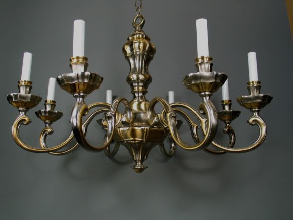 brass and nickel chandelier