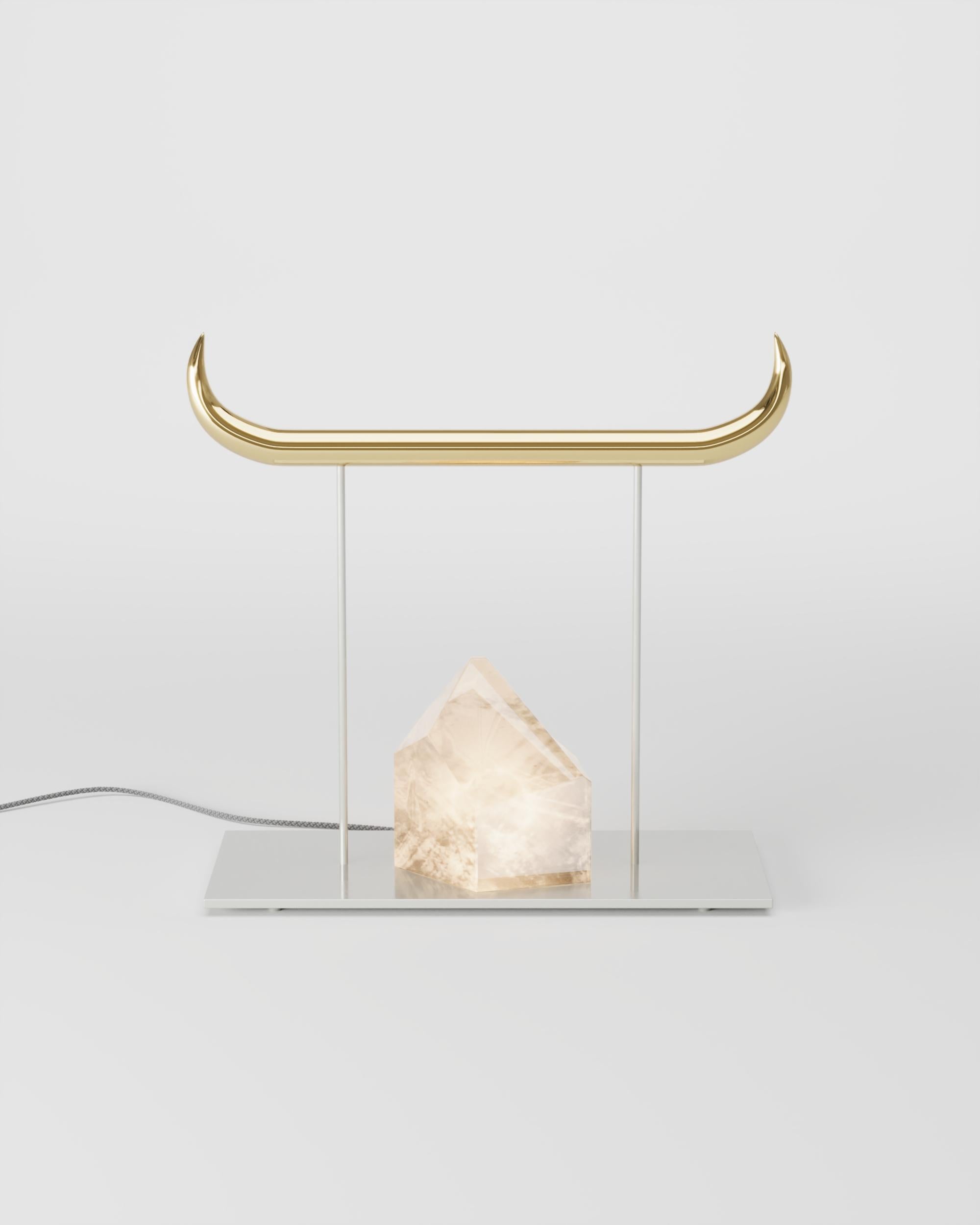 Brazilian Brass and Nickel Minotauro Table Lamp by Studio Orth For Sale