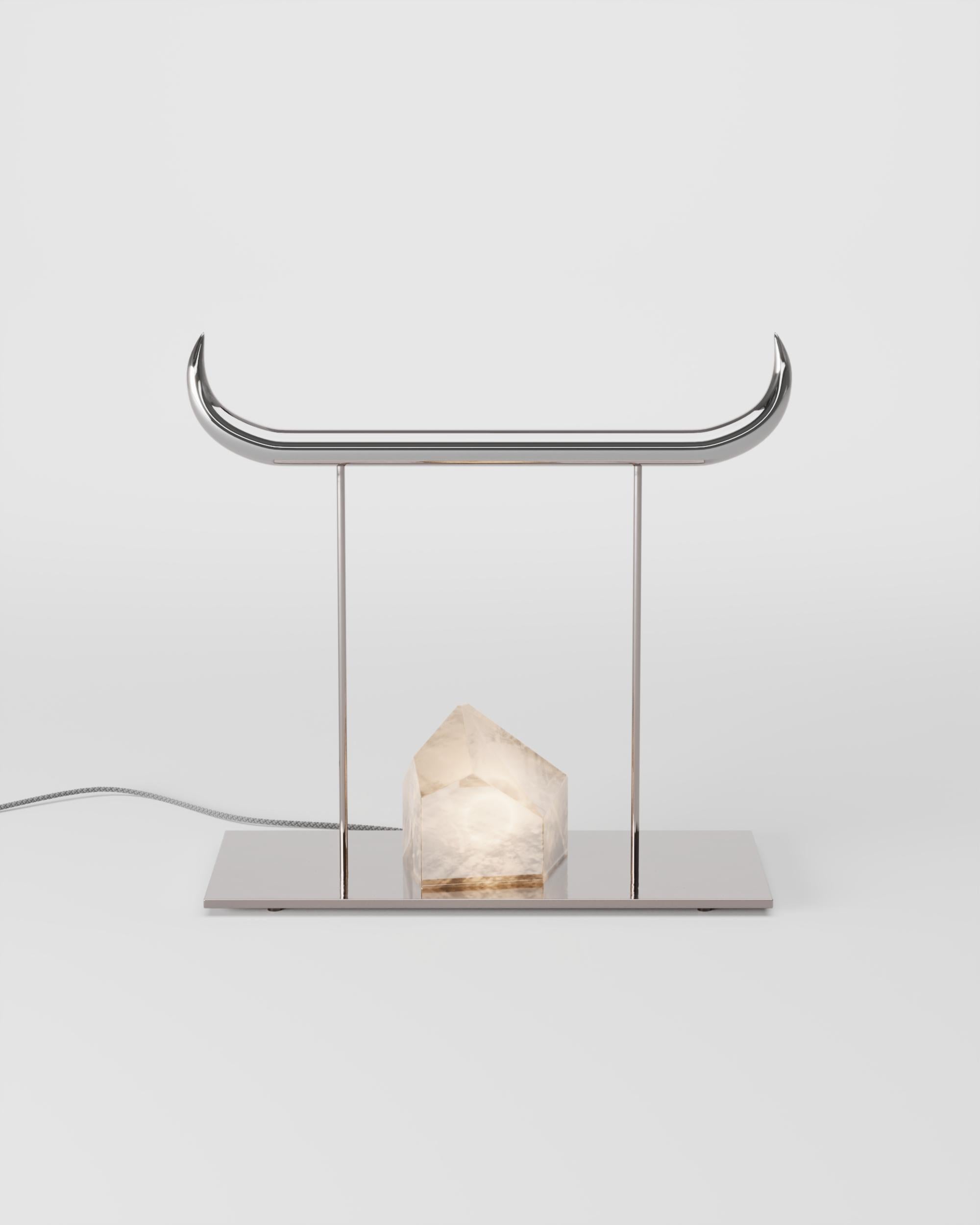 Brass and Nickel Minotauro Table Lamp by Studio Orth In New Condition For Sale In Geneve, CH