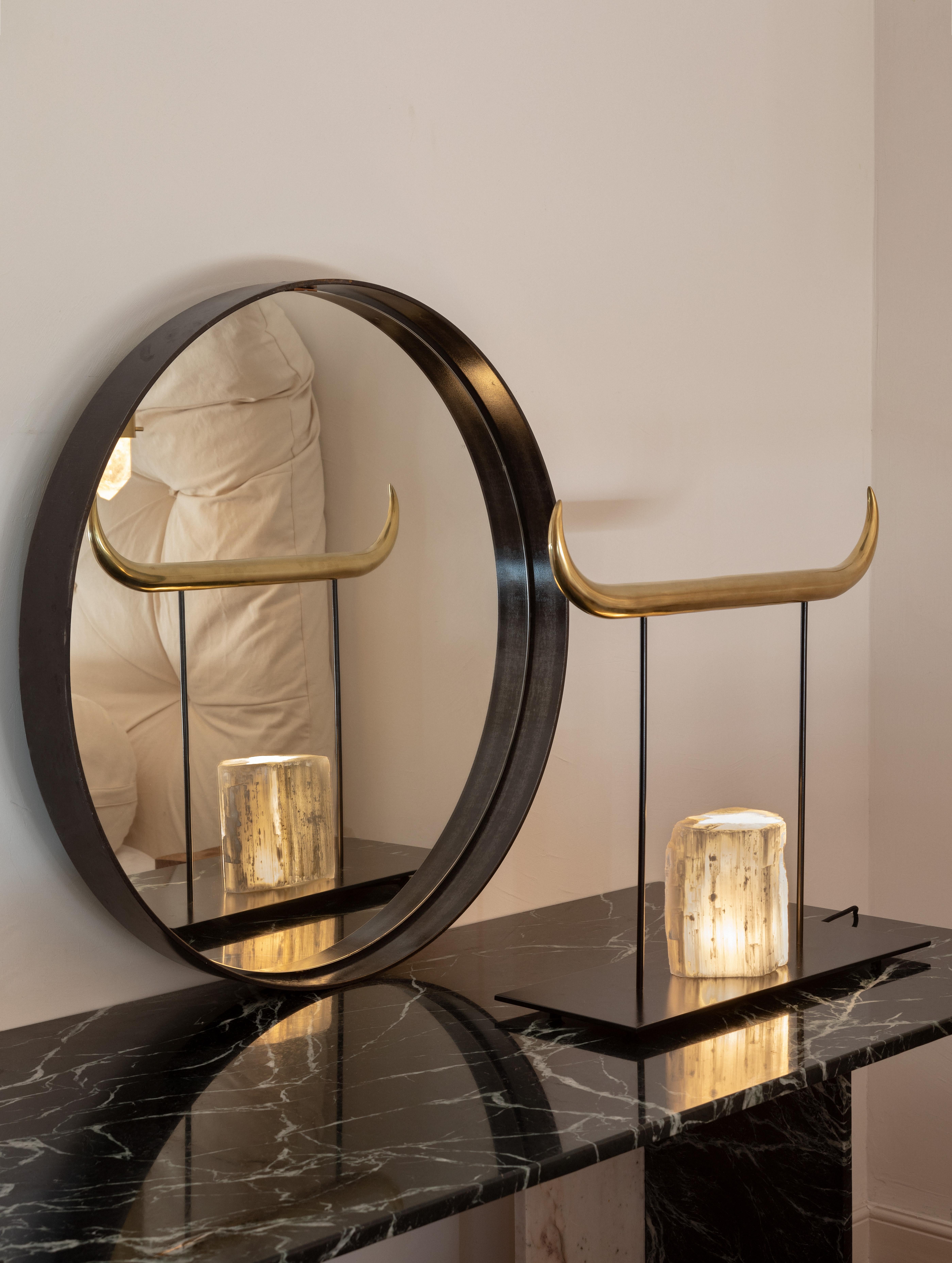 Contemporary Brass and Nickel Minotauro Table Lamp by Studio Orth For Sale