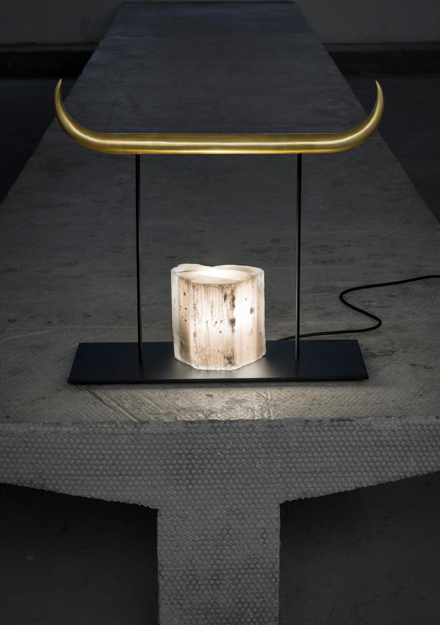 Metal Brass and Nickel Minotauro Table Lamp by Studio Orth For Sale