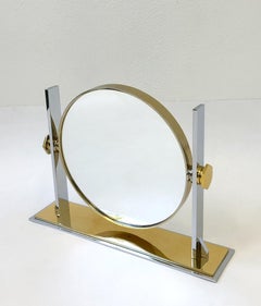 Brass and Nickel Vanity Mirror by Karl Springer