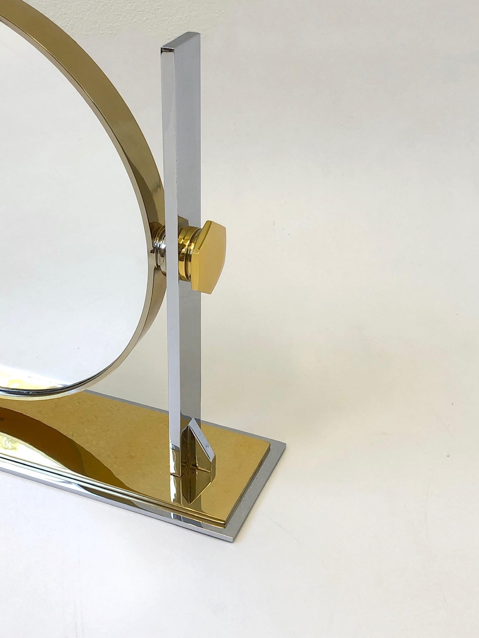 Brass and Nickel Vanity Mirror by Karl Springer  1