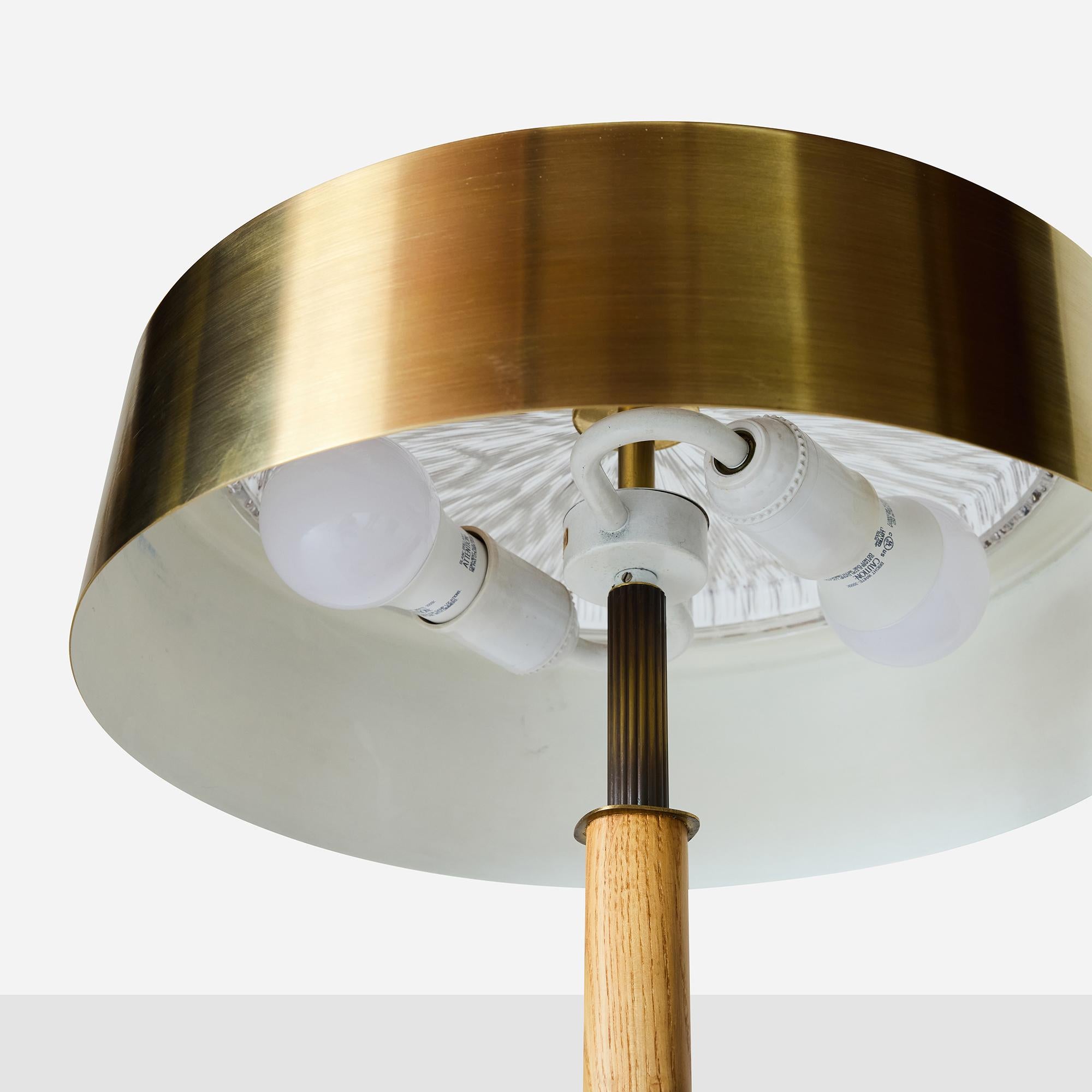 Brass and Oak Table Lamp Attributed to Bergboms In Good Condition For Sale In San Francisco, CA