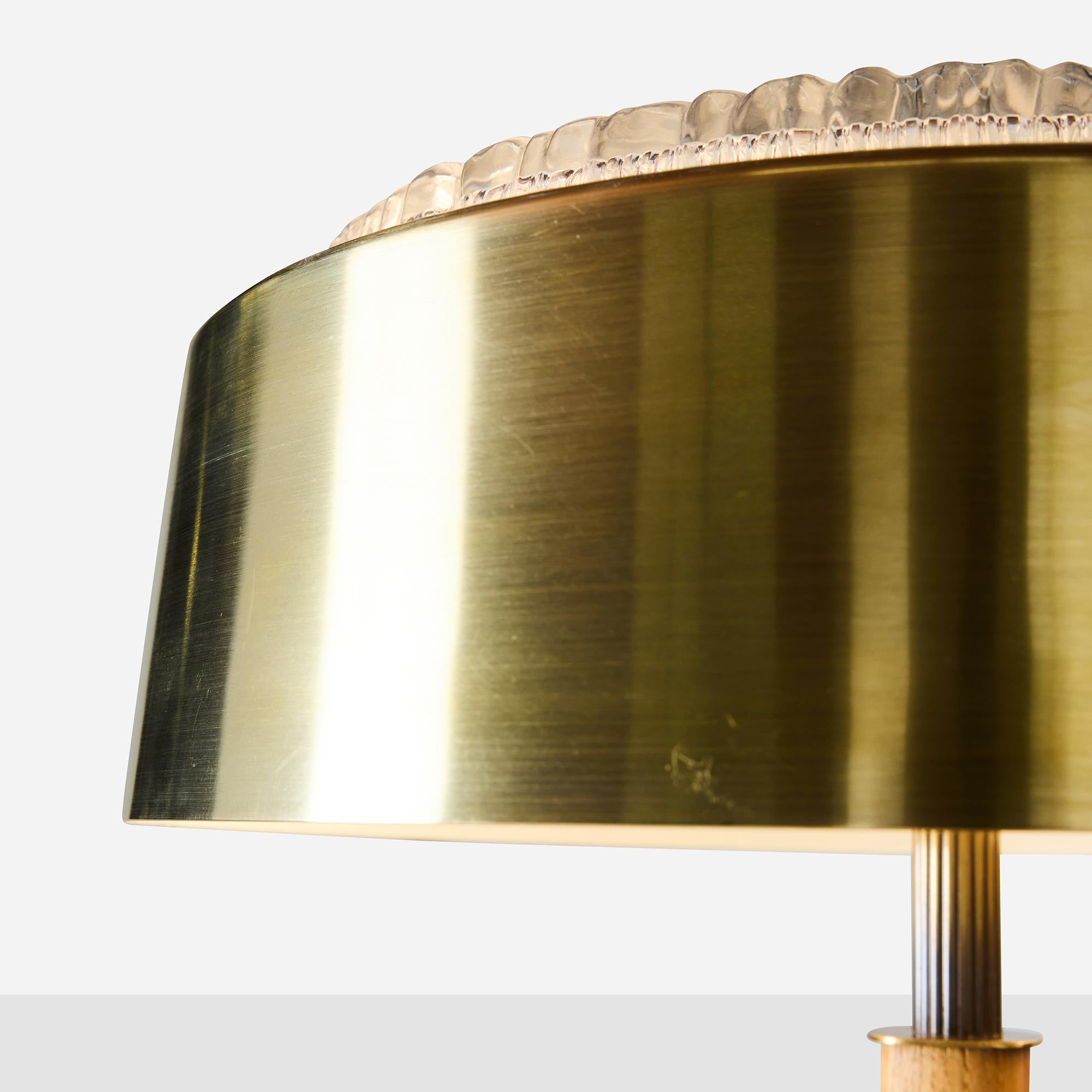 Brass and Oak Table Lamp Attributed to Bergboms For Sale 2