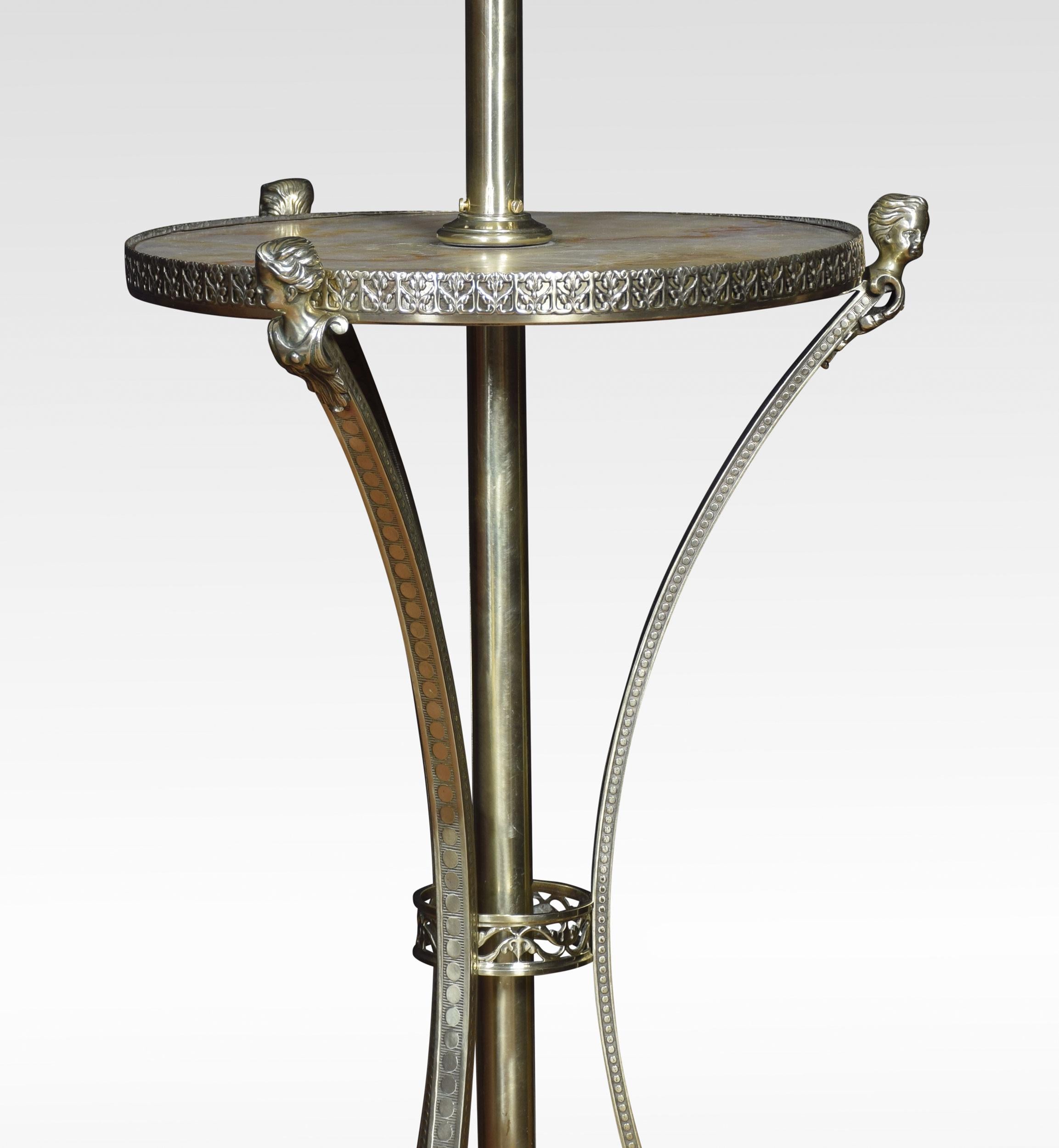 British Brass and Onyx Adjustable Standard Lamp For Sale