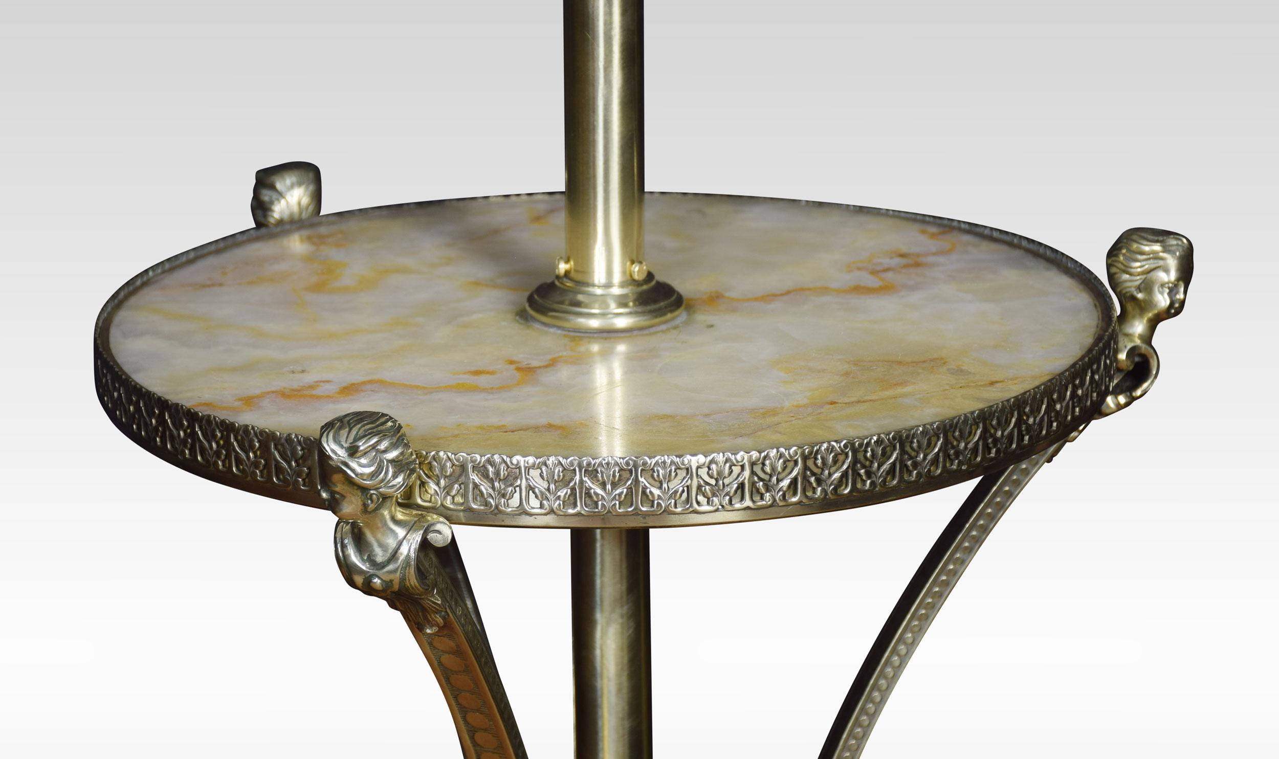 XX secolo Lampada standard regolabile in ottone e onice in vendita