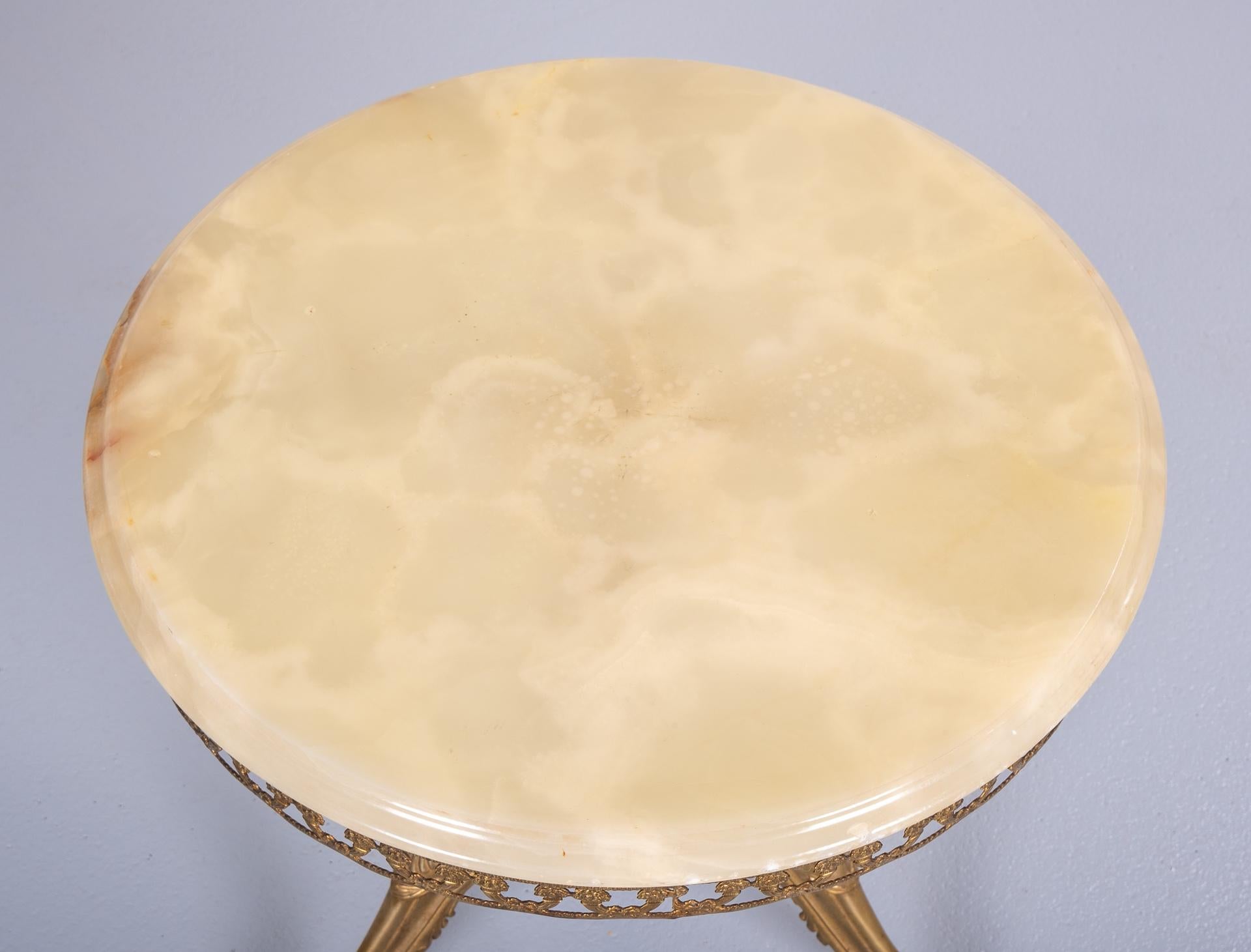 French Brass and Onyx Side Table, 1960s, France