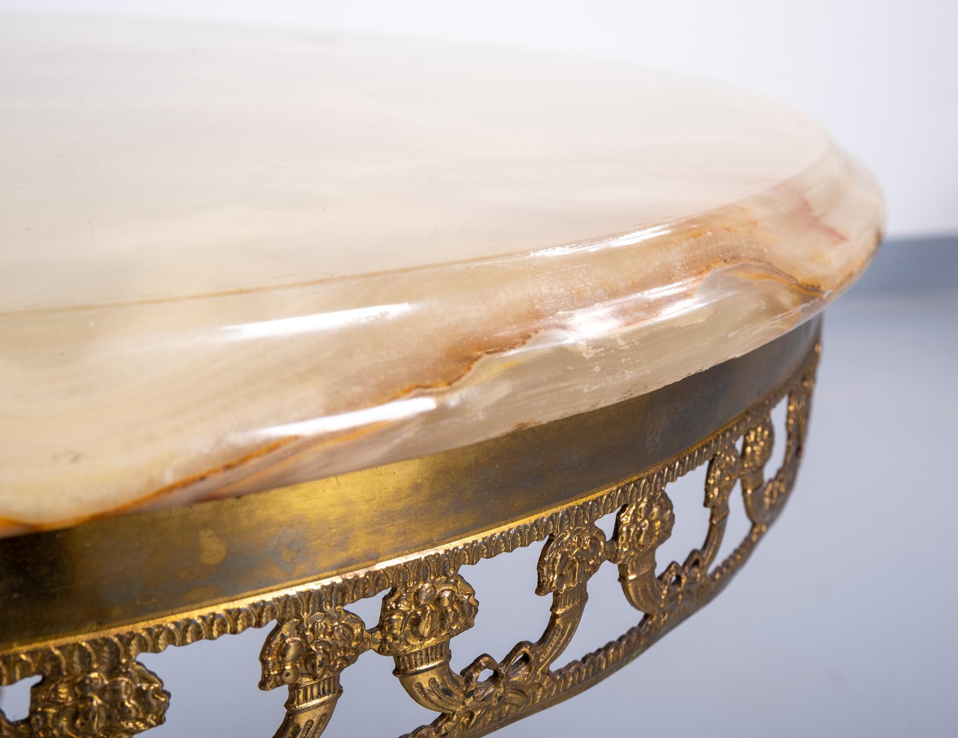 Brass and Onyx Side Table, 1960s, France 2