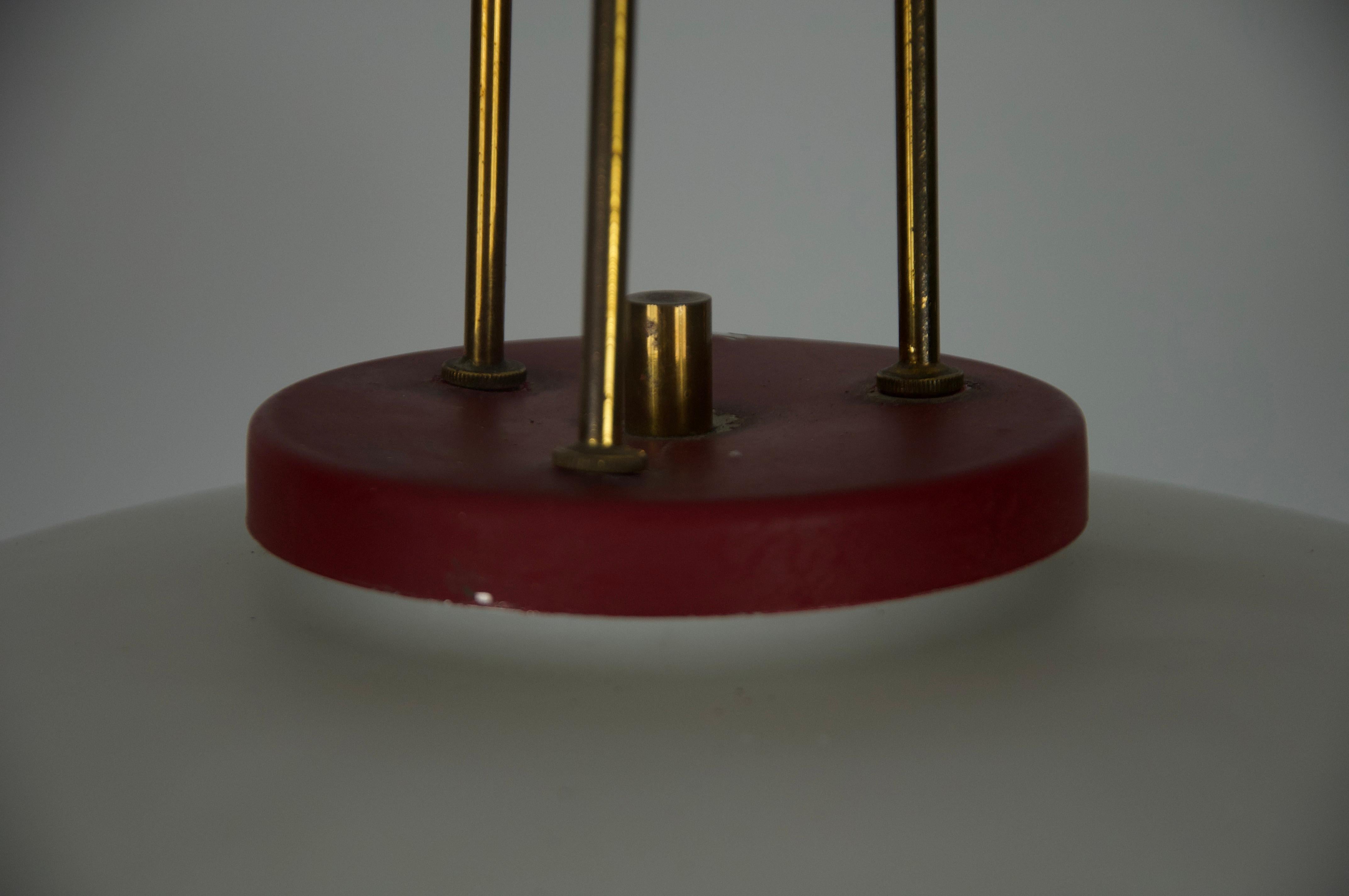 Brass and Opal Glass Ceiling Lamp by Stilnovo, Italy, 1960s in vendita 4
