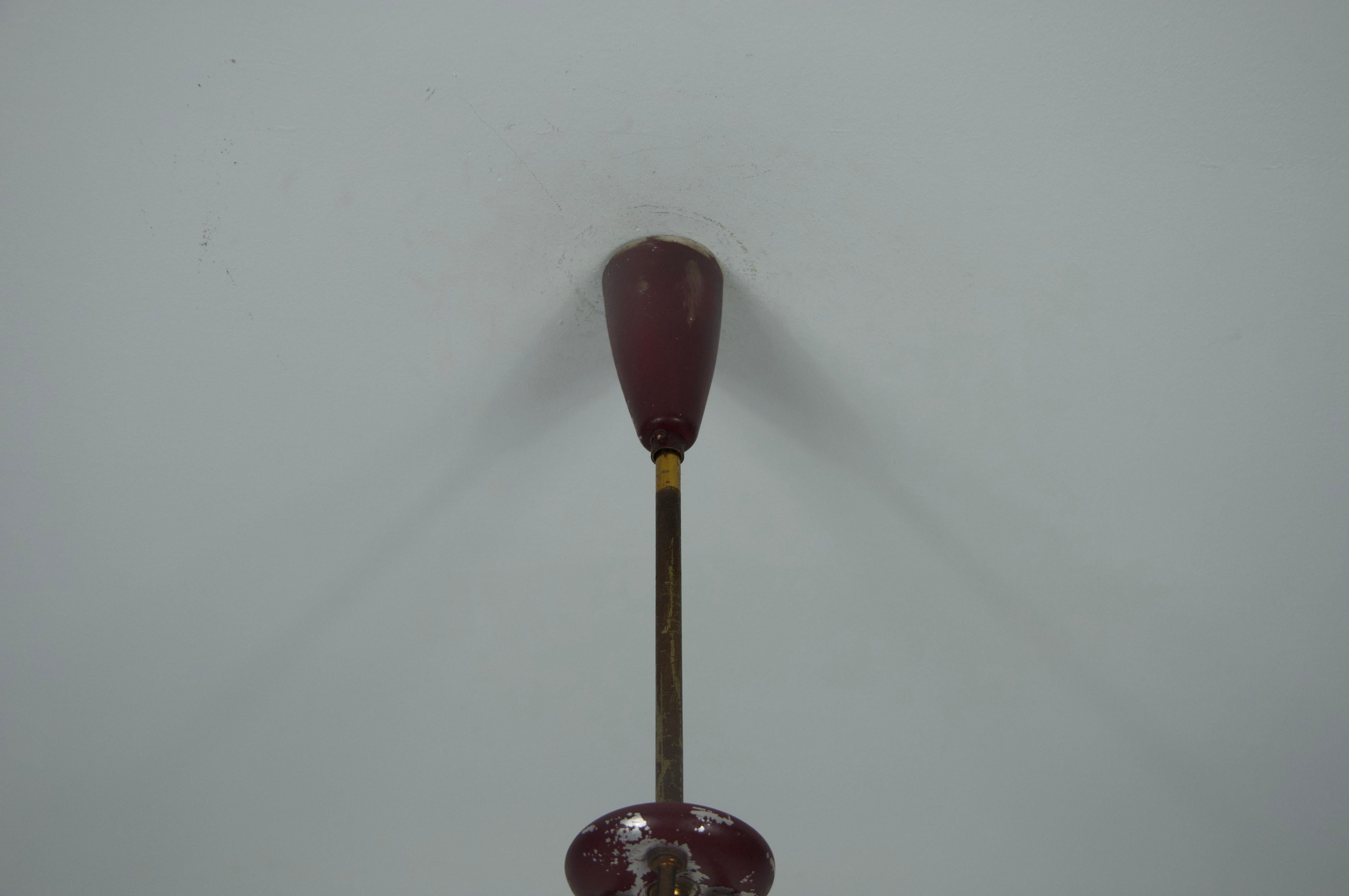 Brass and Opal Glass Ceiling Lamp by Stilnovo, Italy, 1960s in vendita 7