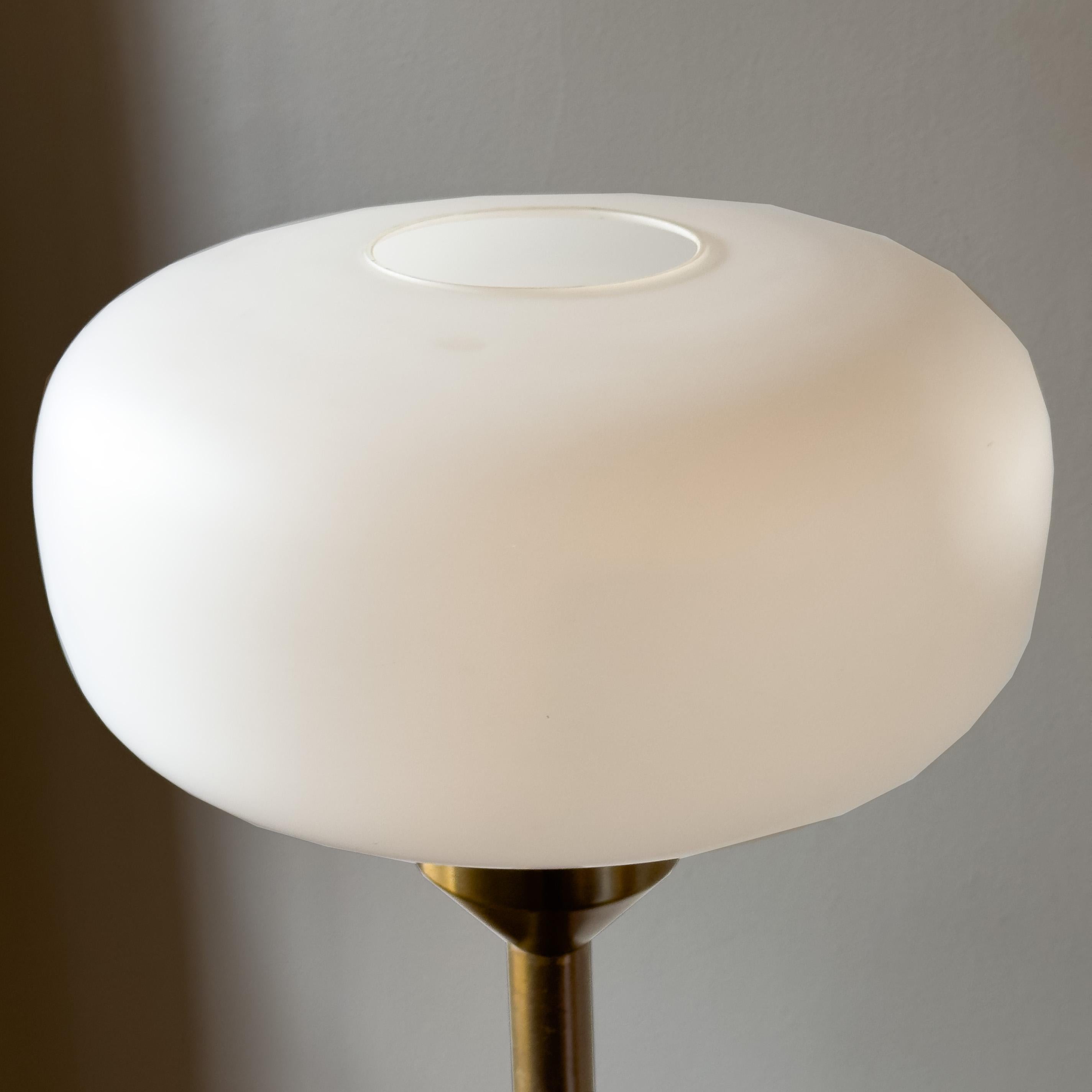 Czech Brass and Opal Glass/ Floor Lamp / Hotel Praha, 1970s For Sale