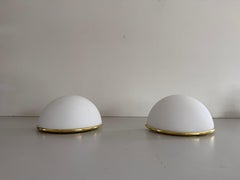 Paire d'appliques en laiton et verre opale par Limburg, années 1970, Germany