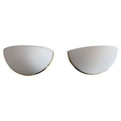 Paire d'appliques en laiton et verre opale par Limburg, années 1970, Germany