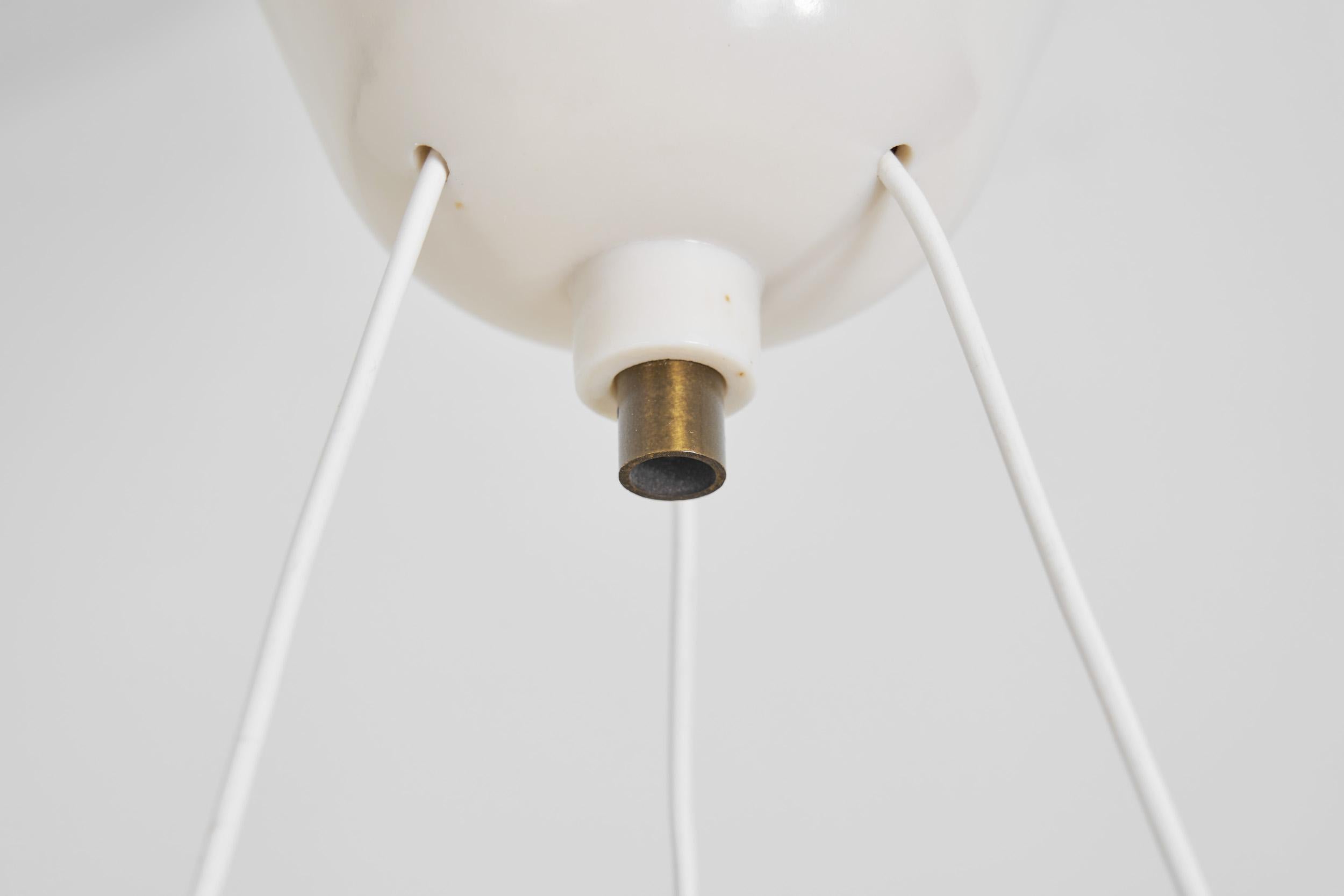 Brass and Opal Glass Pendant Ceiling Lamp by ASEA, Sweden 1950s For Sale 12