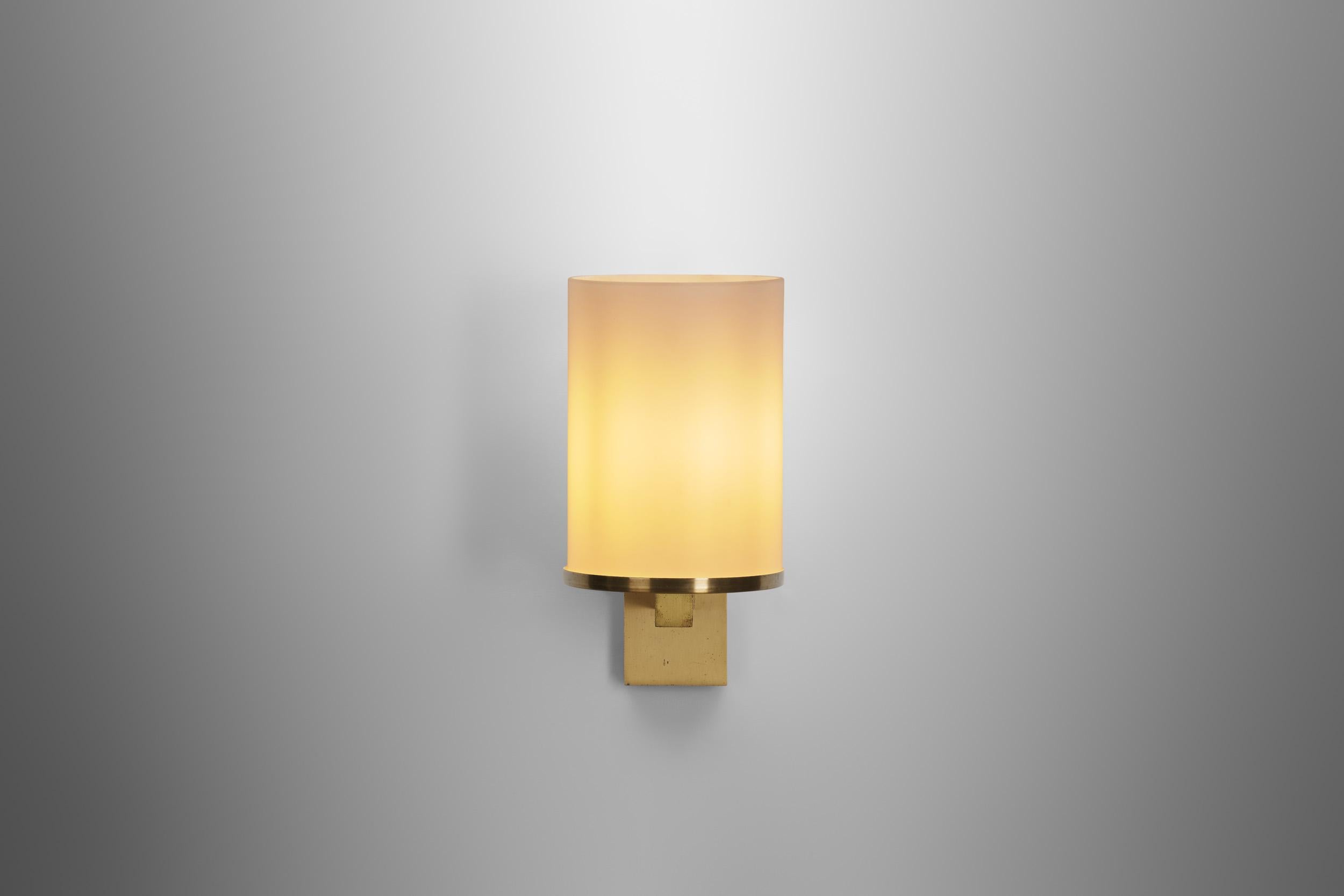 French Brass and Opal Wall Light by Atelier Jean Perzel, France Early 20th century For Sale