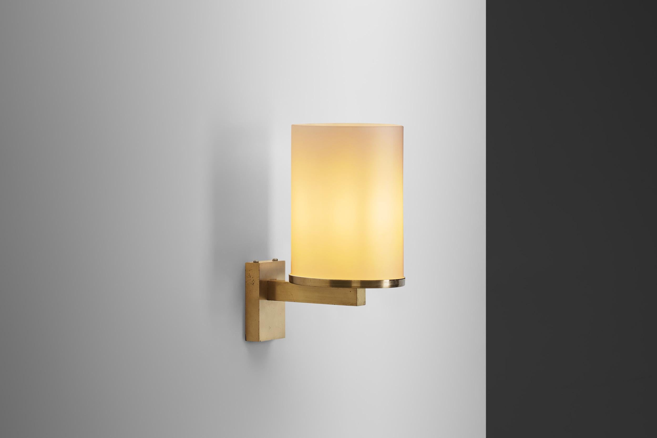 20th Century Brass and Opal Wall Light by Atelier Jean Perzel, France Early 20th century For Sale