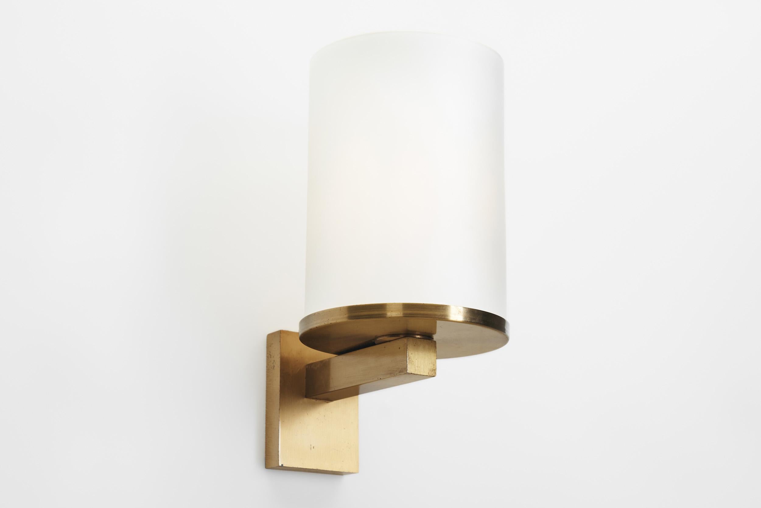 Brass and Opal Wall Light by Atelier Jean Perzel, France Early 20th century For Sale 2