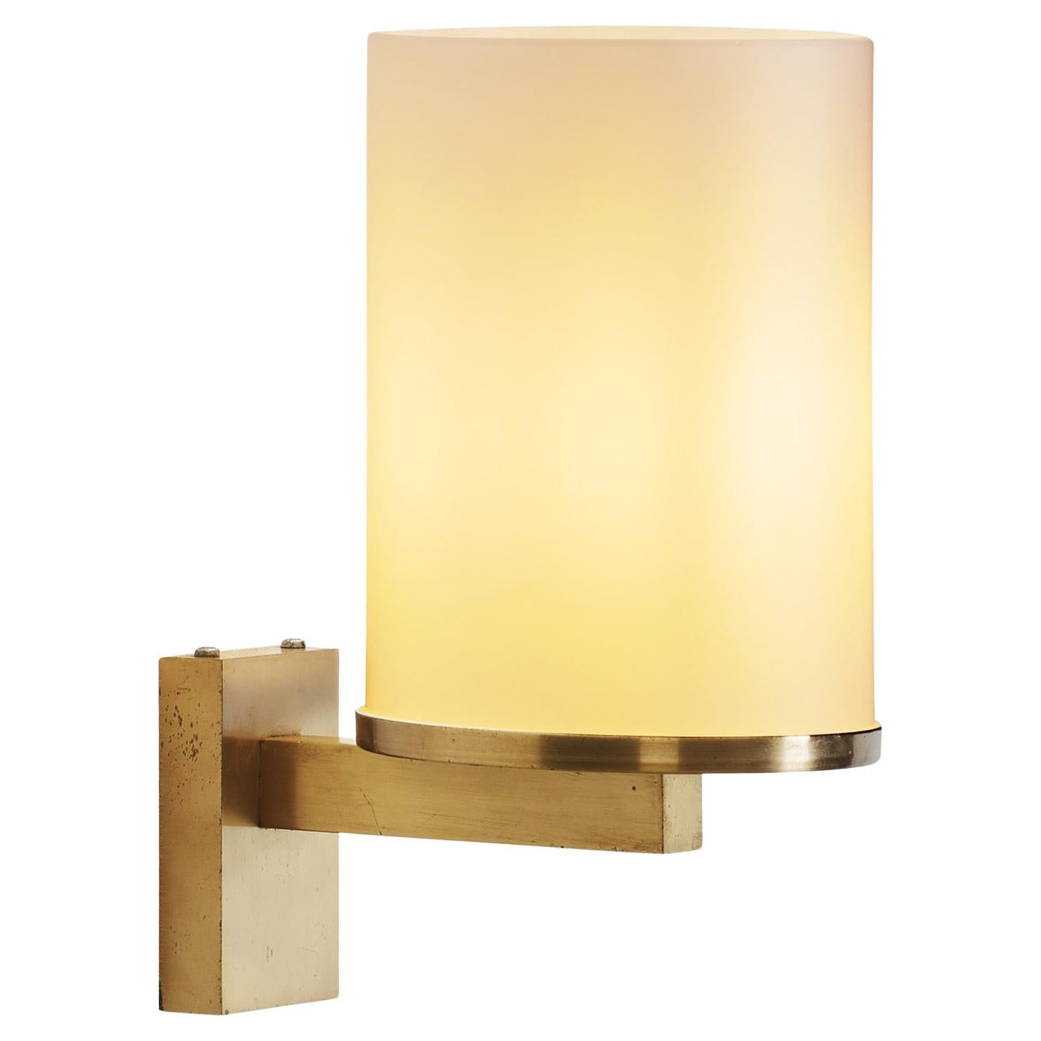 Brass and Opal Wall Light by Atelier Jean Perzel, France Early 20th century For Sale