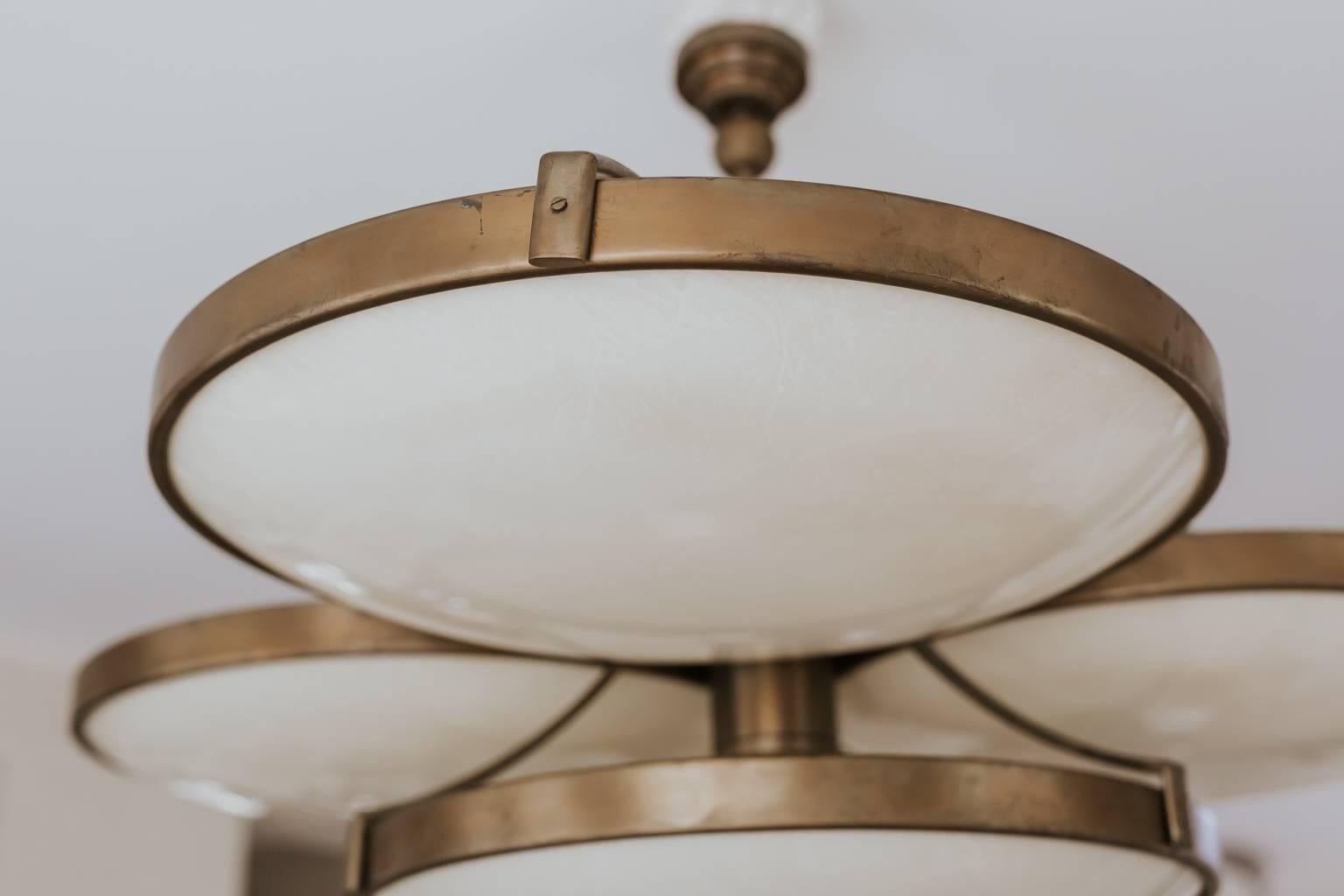 Brass and Opaline Art Deco Lamp 5