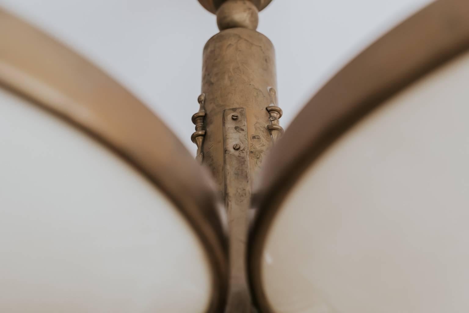 Brass and Opaline Art Deco Lamp 1