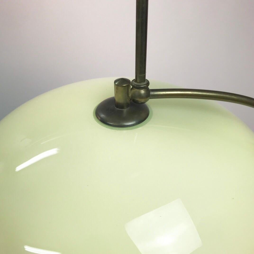 Brass and Opaline Glass Ceiling Light, Denmark, 1950s In Excellent Condition In Haderslev, DK