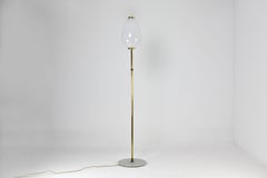 Brass and Opaline Glass Floor Lamp with Marble Base, Jonathan Amar Studio