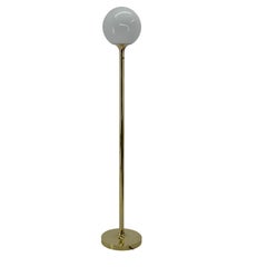 Brass and Opaline Glass Large Floor Lamp, 1970s