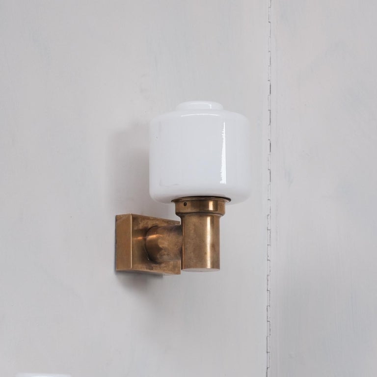 20th Century Brass and Opaline Glass Mid-Century Wall Lights '3'