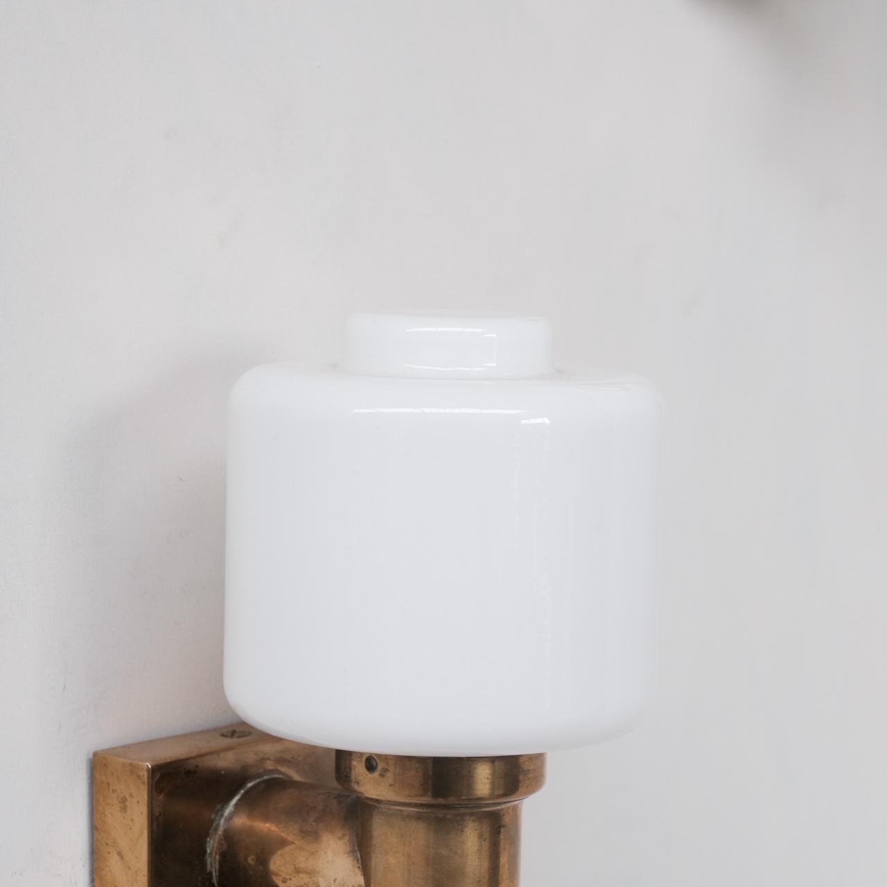 Brass and Opaline Glass Mid-Century Wall Lights '3' 2