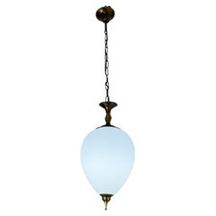 Brass and Opaline Glass Pendant Lamp Attributed to Luigi Caccia Dominioni, 1960s