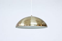 Brass and Opaline Glass Pendant Lamp by Bergboms