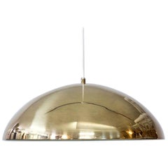 Brass and Opaline Glass Pendant Lamp by Bergboms
