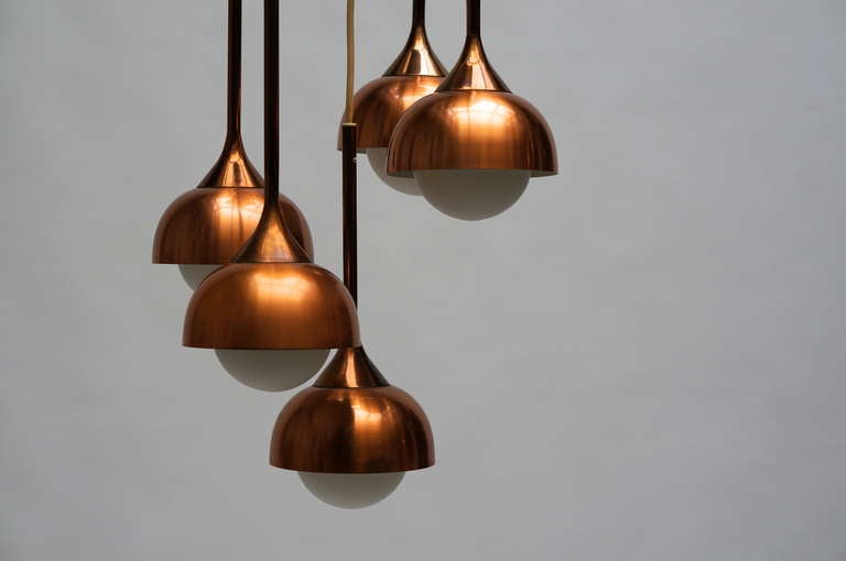 Brass and Opaline Glass Pendant Light For Sale 4