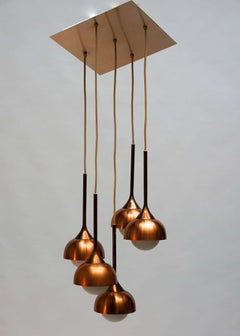 Brass and Opaline Glass Pendant Light